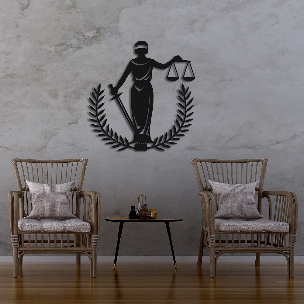 Metal Wall Art Lady Justice Themis with Laurel Wreath
