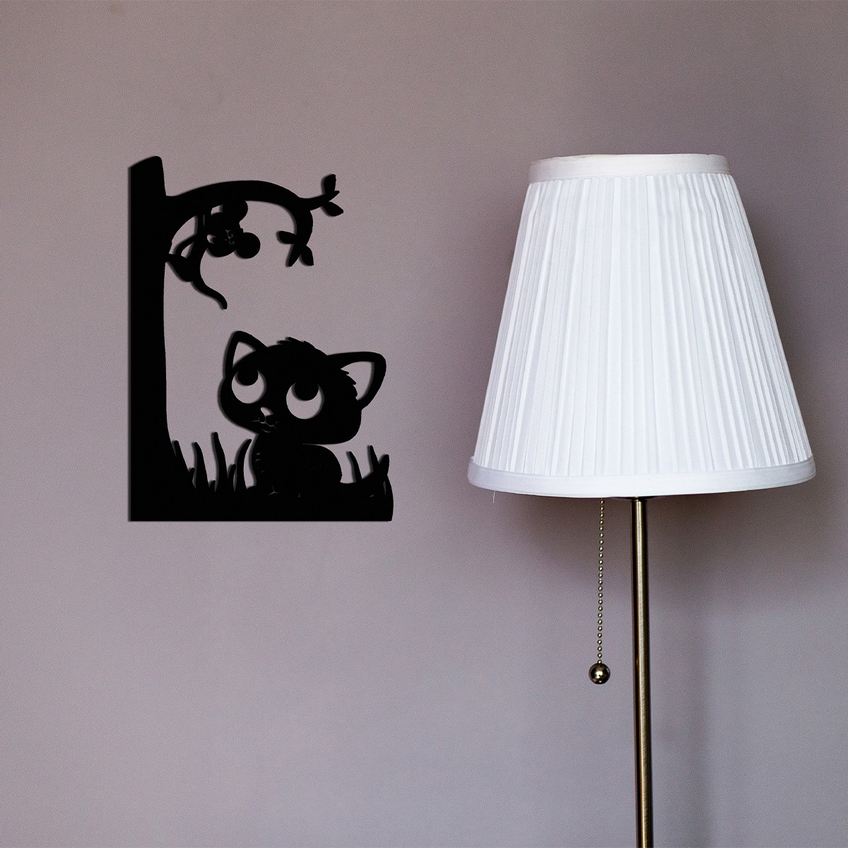 Metal Wall Art Kitten and Brave Baby Mouse