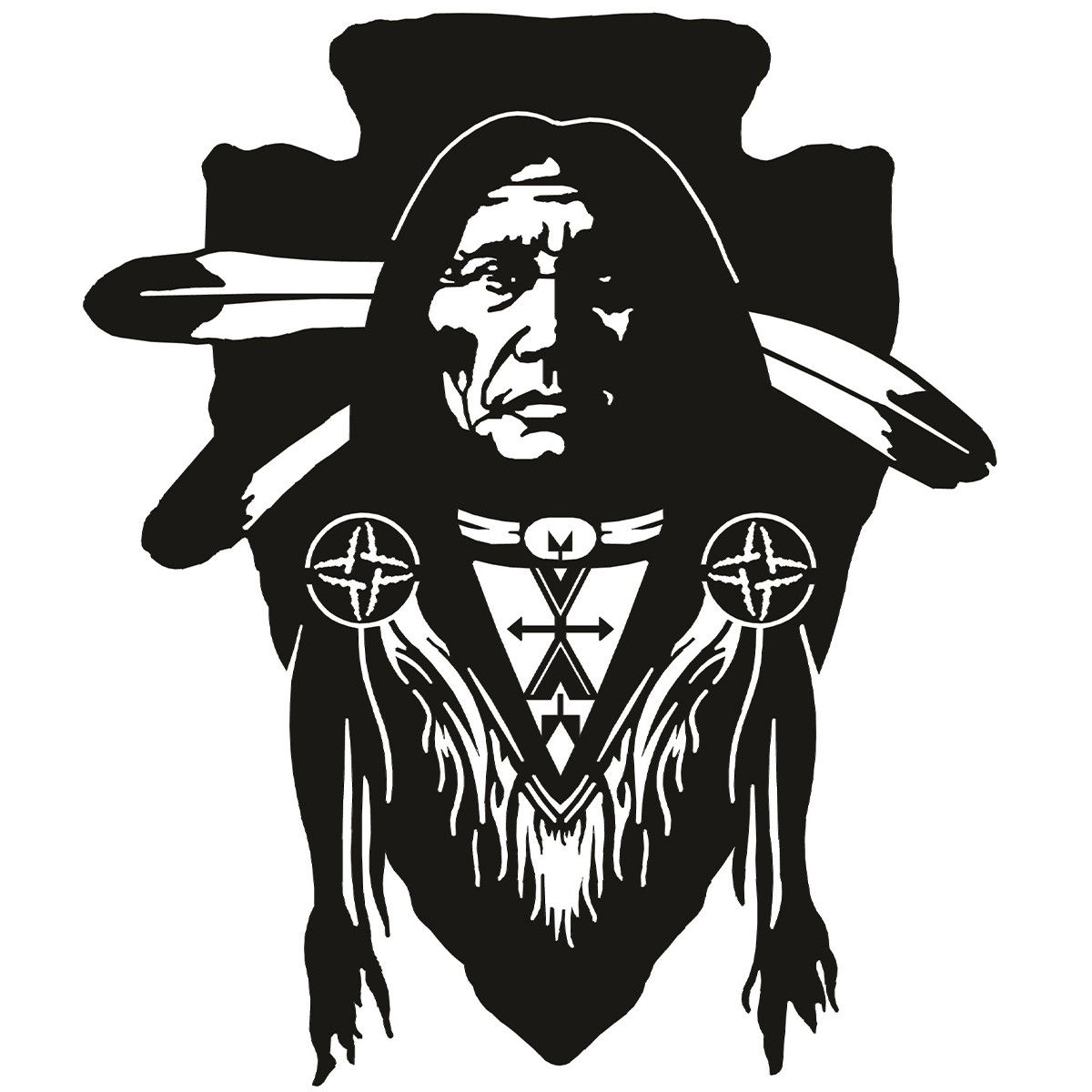 Metal Wall Art Native American Indian Over Arrowhead