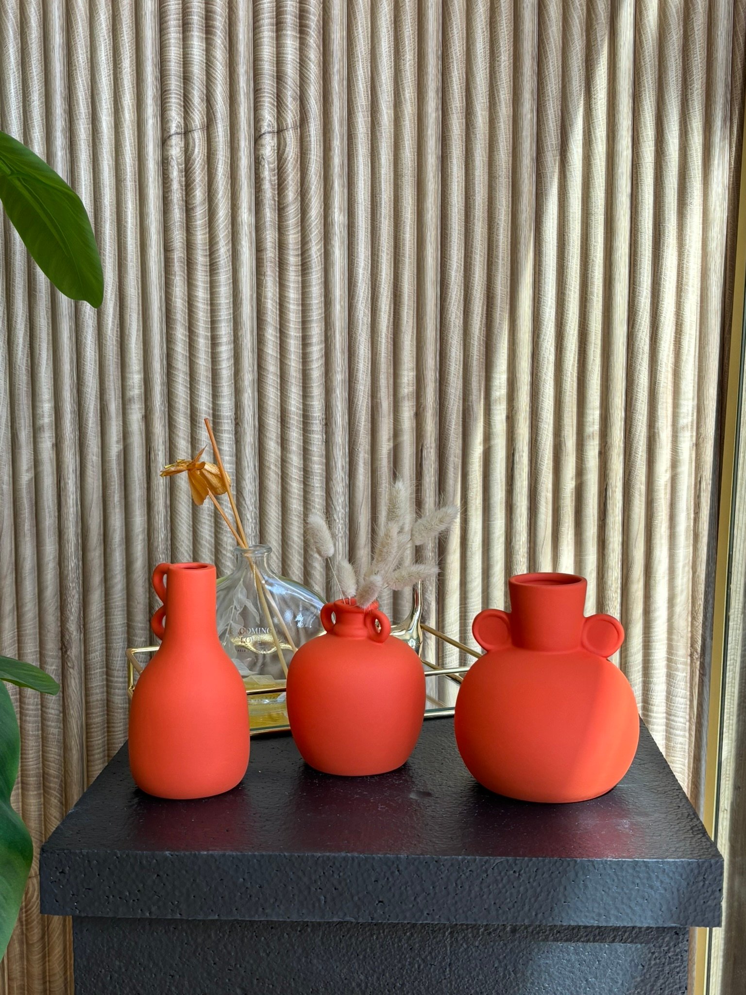 Poems in Clay Serisi 3' lü Seramik Vazo - turuncu