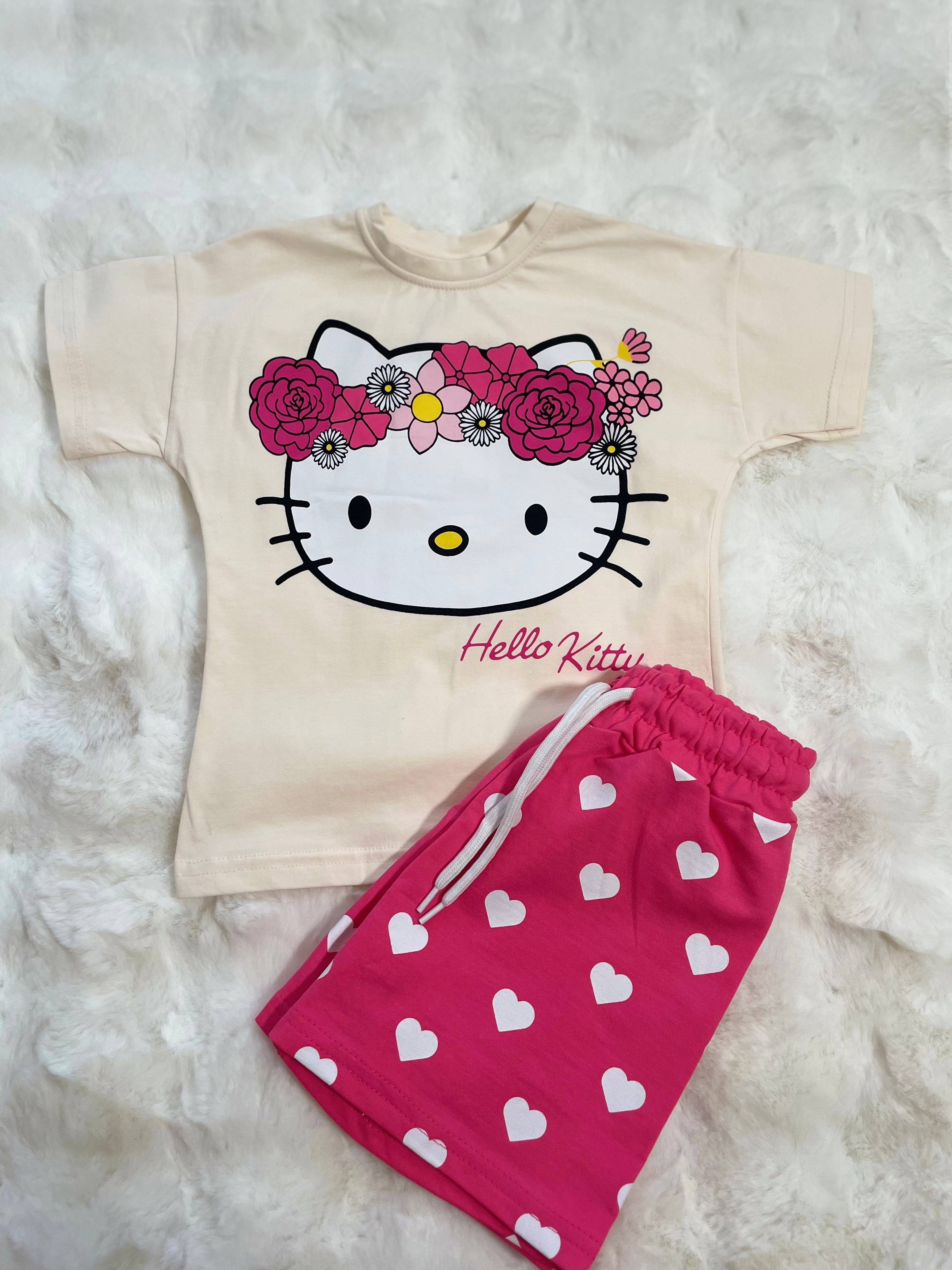 Hello Kitty Baskılı Şortlu İkili Takım