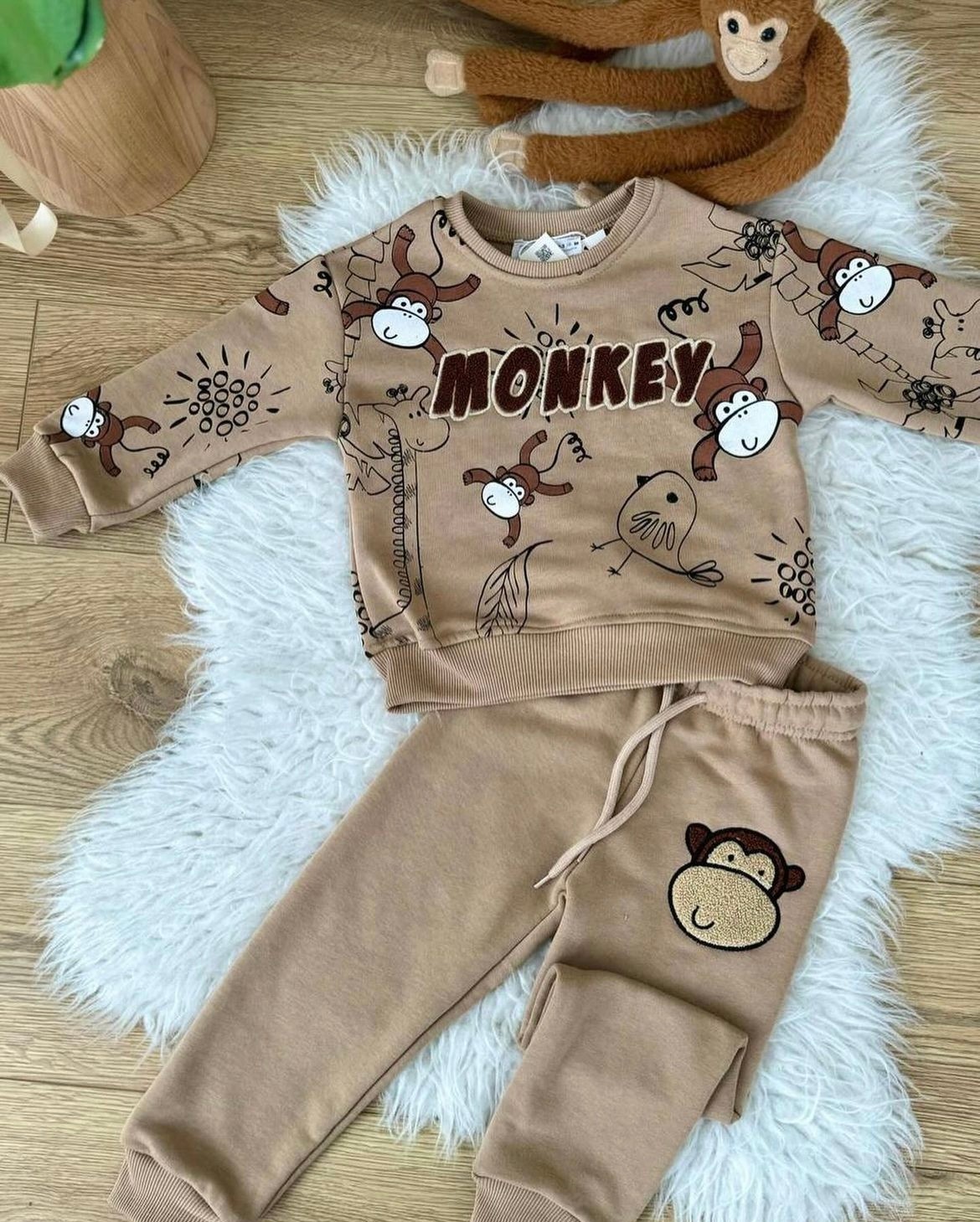 Monkey Baskılı Orijinal Model İkili Takım