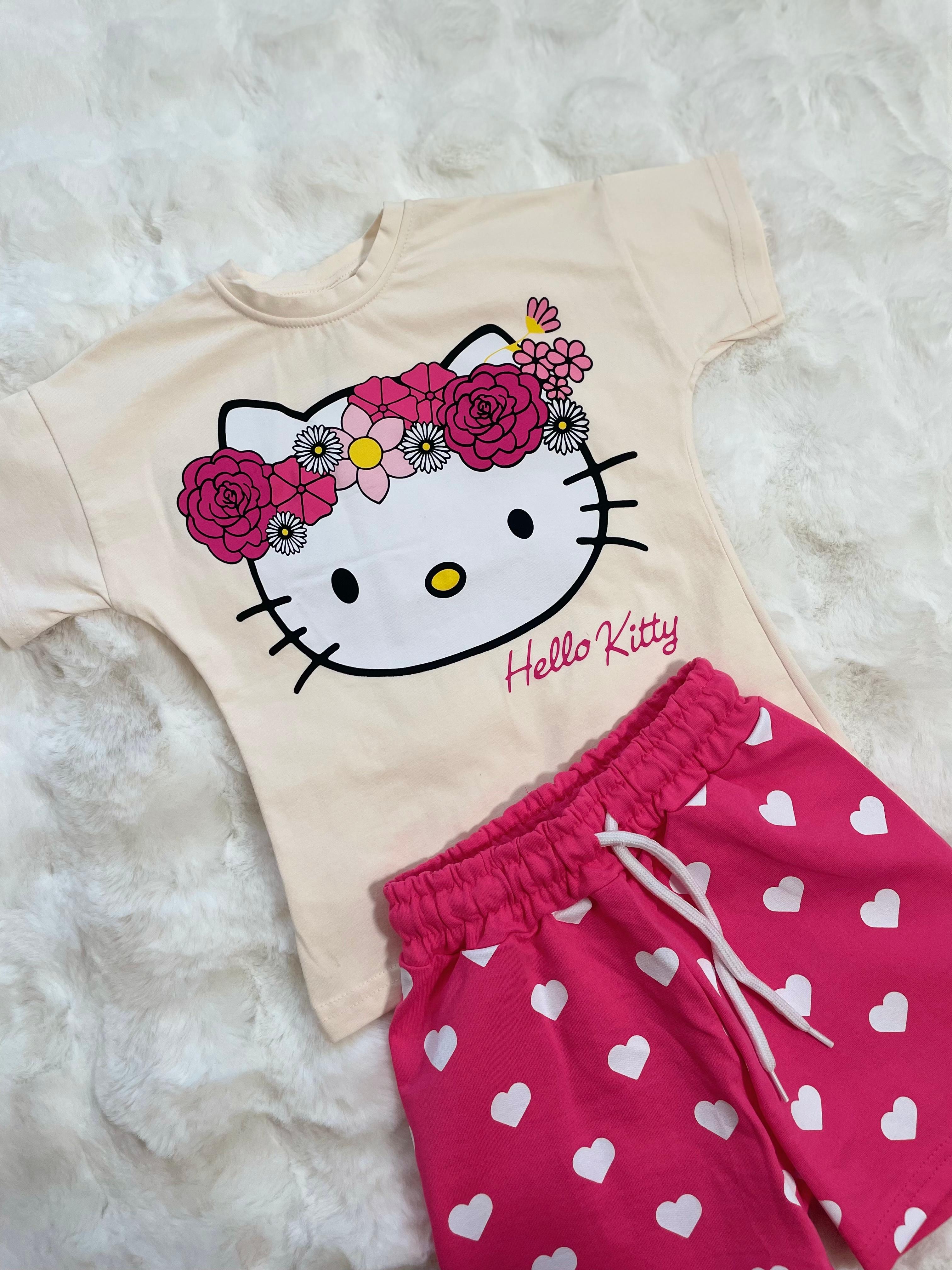 Hello Kitty Baskılı Şortlu İkili Takım