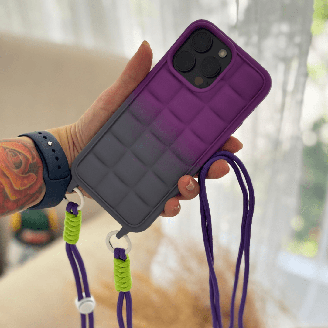 Mat Mor-Gri Geçiş Renkli Askılı Telefon Kılıfı