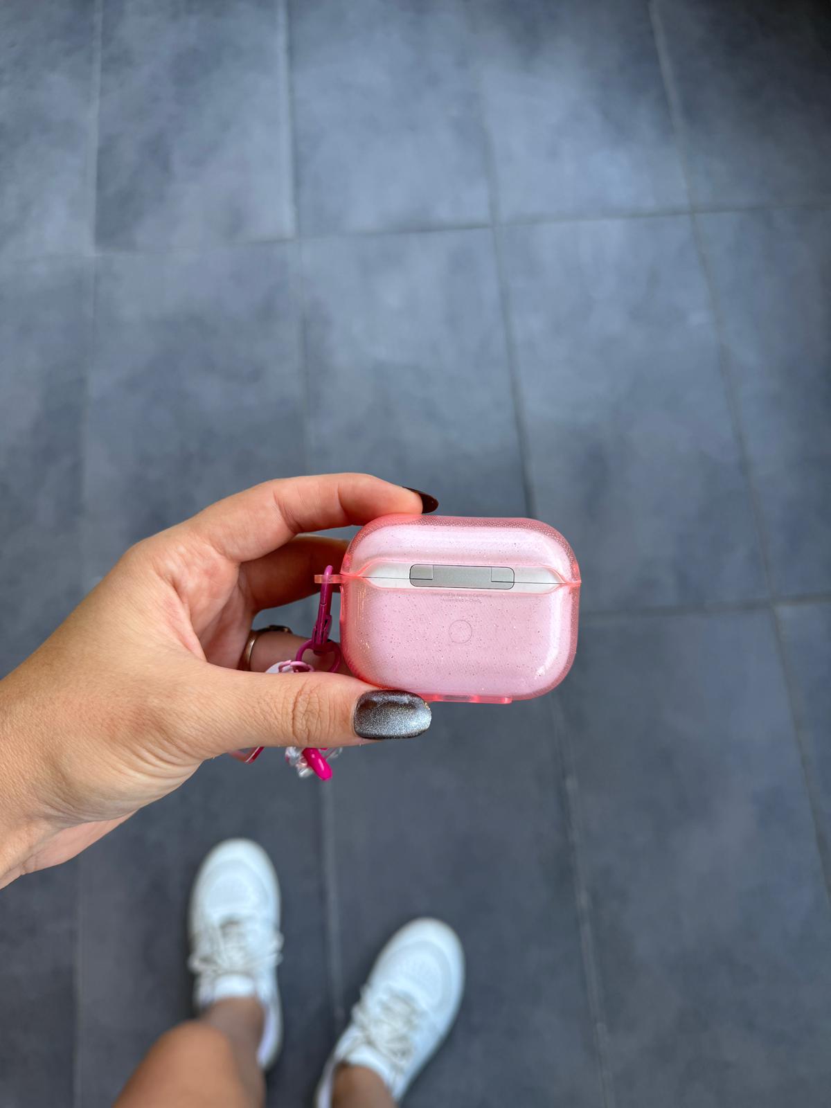 AirPods Pembe Simli Charmlı Kılıf