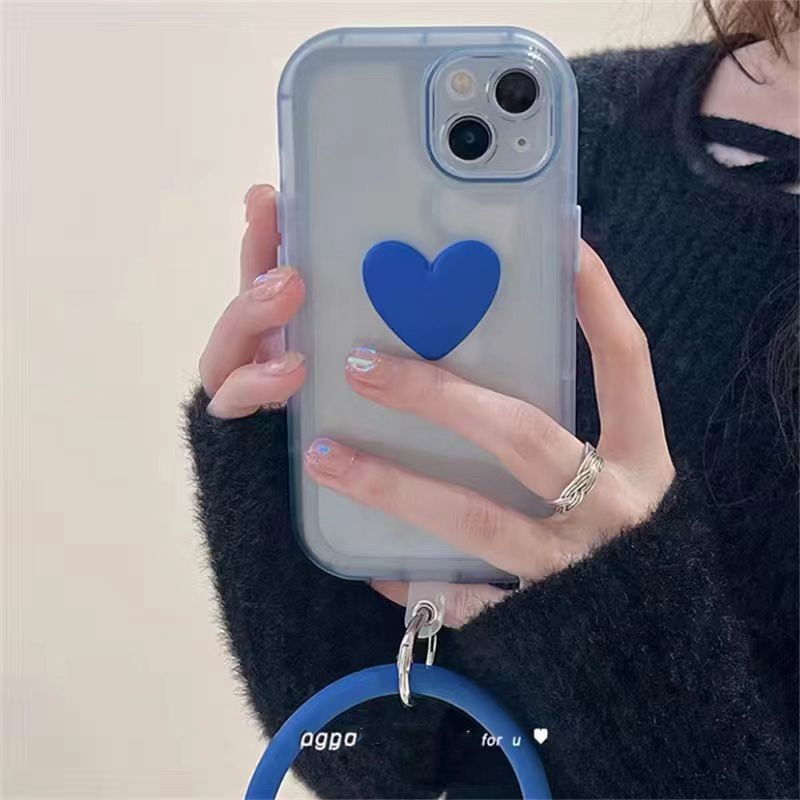 Oval Çerçeve Charmlı Mavi Telefon Kılıfı
