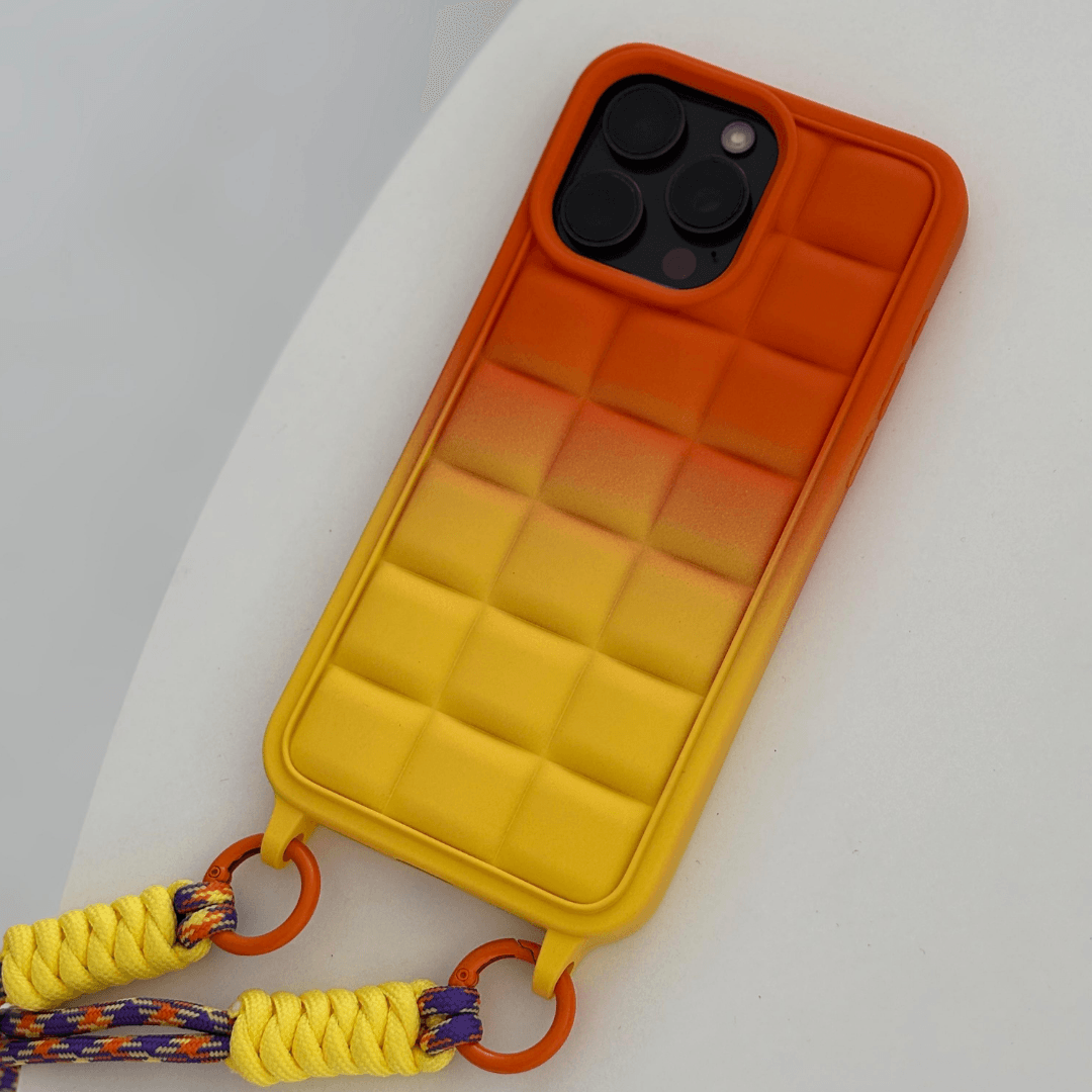 Mat Turuncu-Sarı Geçiş Renkli Askılı Telefon Kılıfı