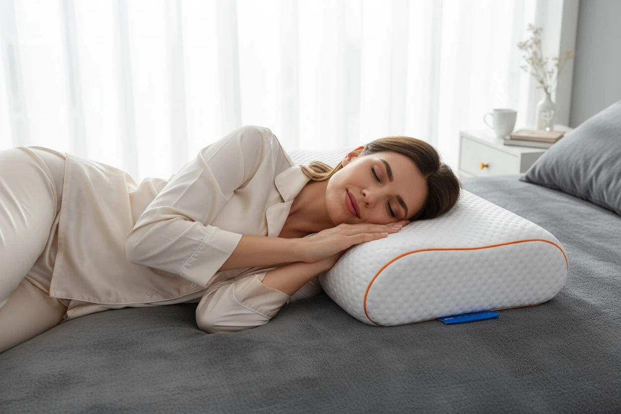 Uykumanya Comfort Series Visco S Orange Line Yastık Mite-Free Orange Line Kılıf 60x40/11/10cm