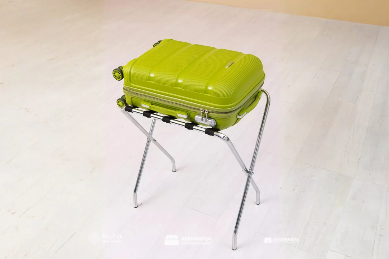 Uykumanya Otel Malzemeleri Bavul Sehpası – Gümüş Rengi