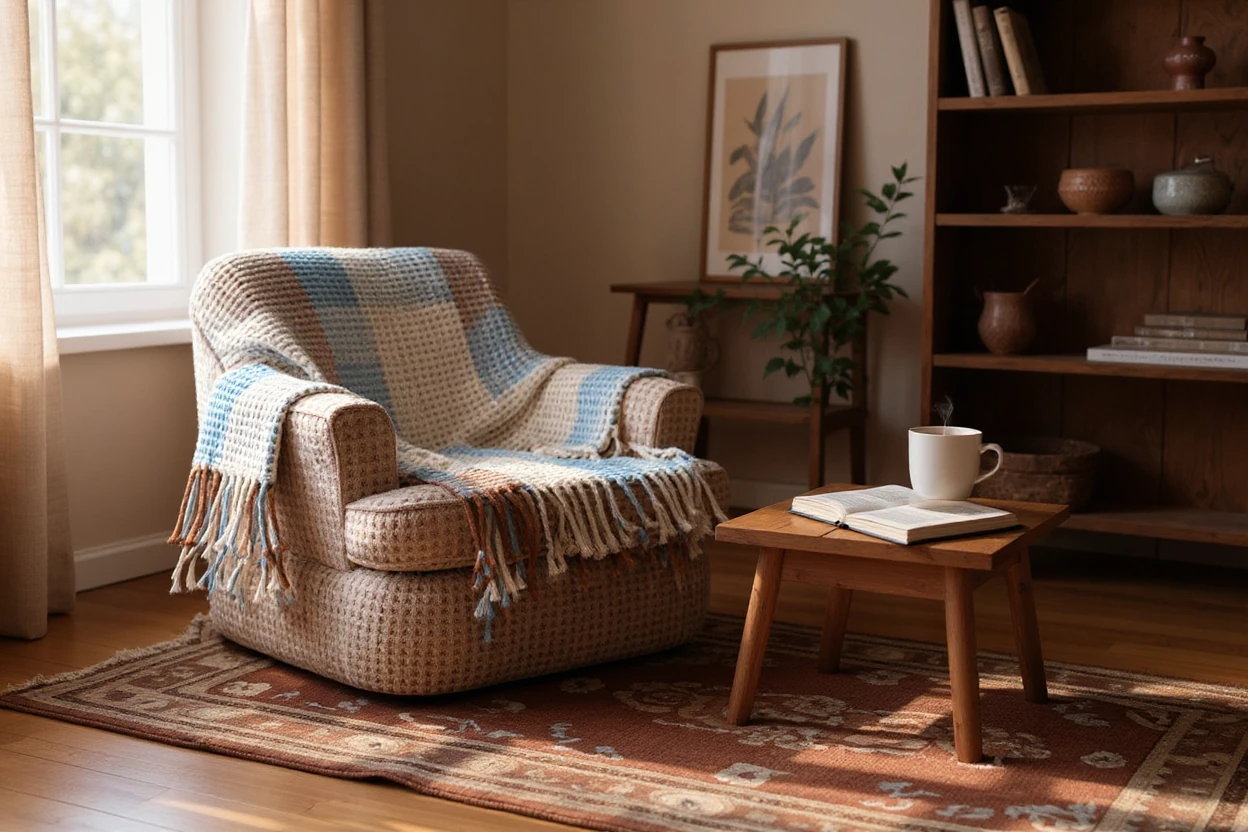 Uykumanya Uykucu Battaniye Scotch Waffle Battaniye Ekose Battaniye Tek Kişilik 160x220 cm Krem