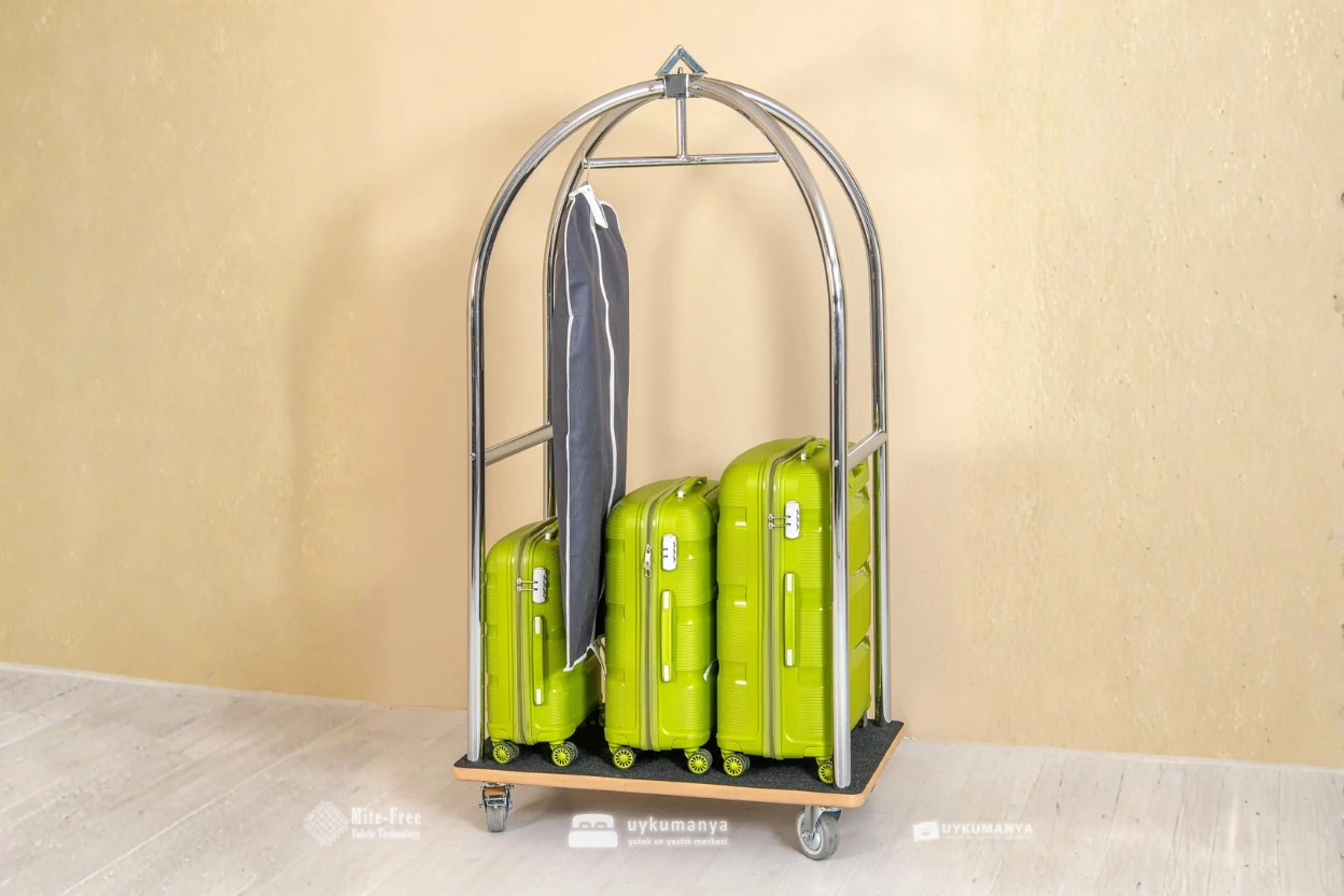 Uykumanya Otel Malzemeleri Valiz Taşıma Arabası – Gümüş Rengi