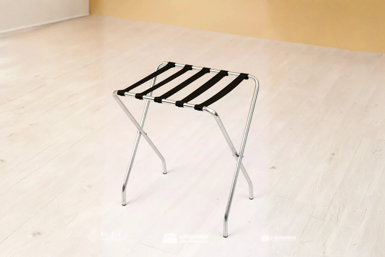 Uykumanya Otel Malzemeleri Bavul Sehpası – Gümüş Rengi