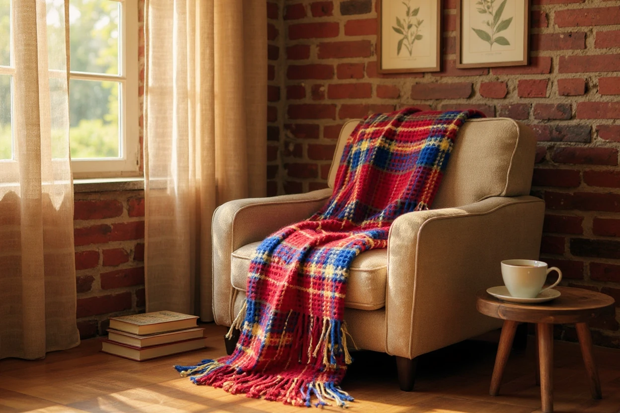 Uykumanya Uykucu Battaniye Scotch Waffle Battaniye Ekose Battaniye Çift Kişilik 200x220 cm Kırmızı