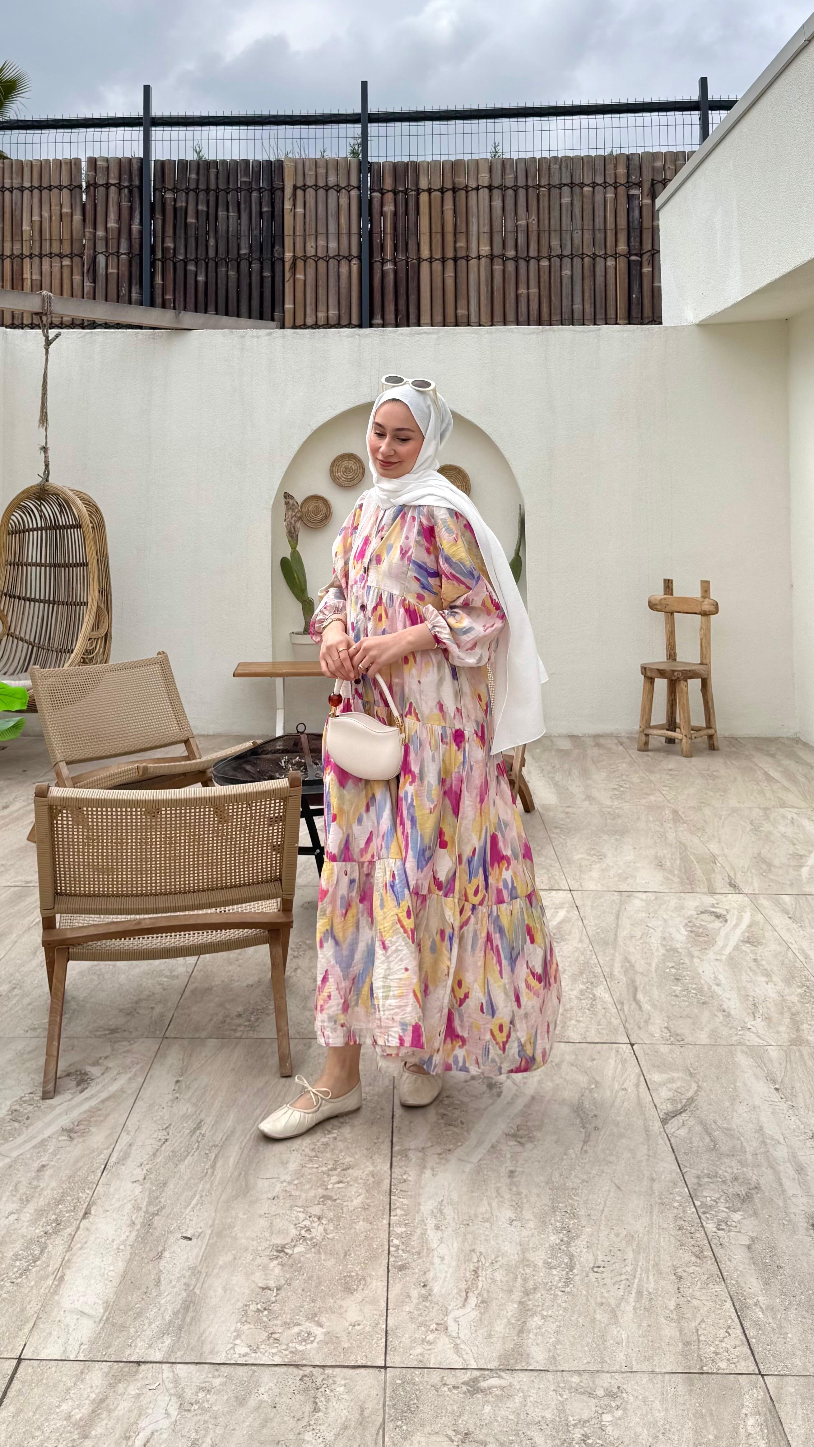 Batik Elbise - Toz Pembe