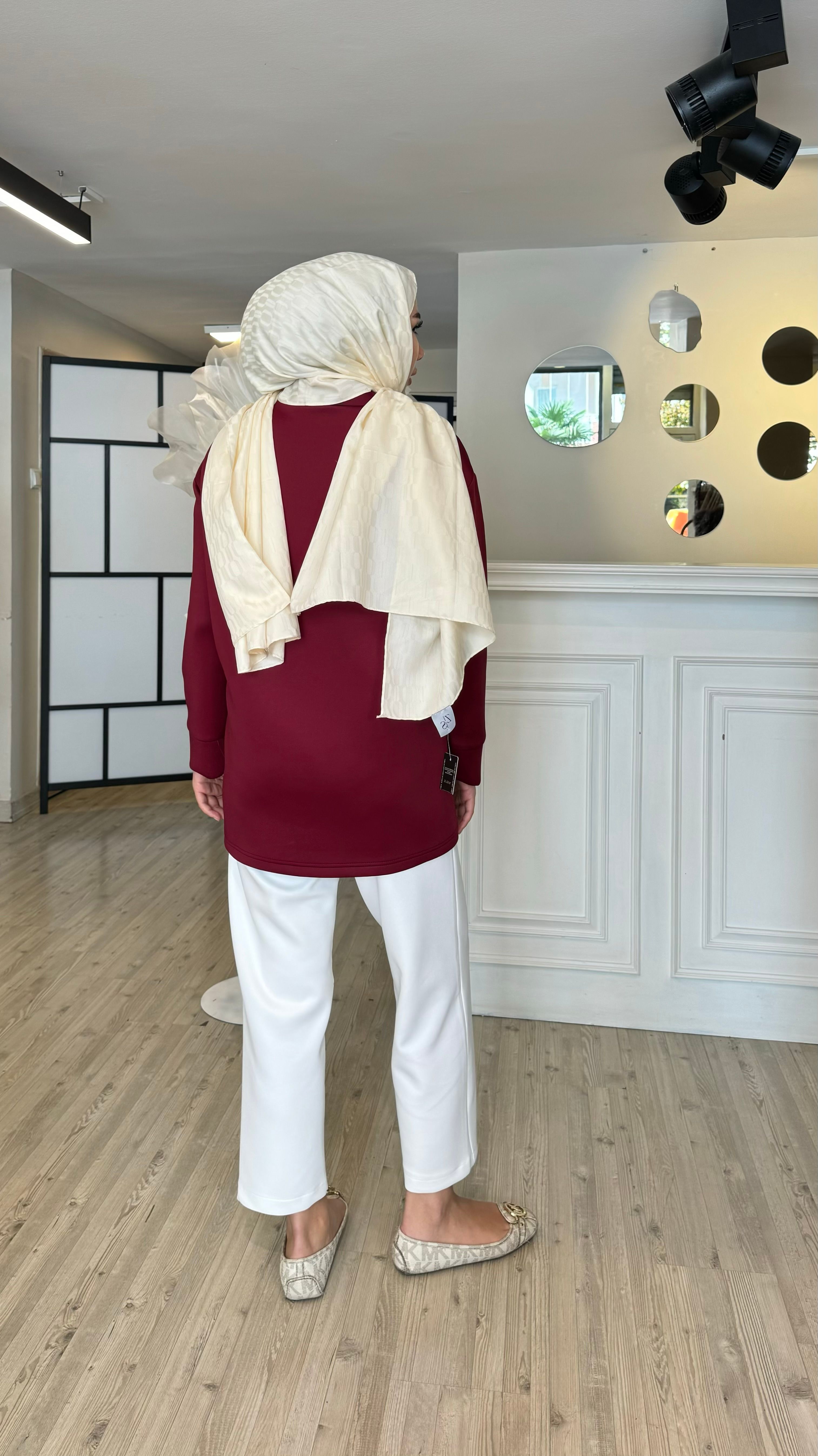 Düğmeli Scuba Ceket - BORDO