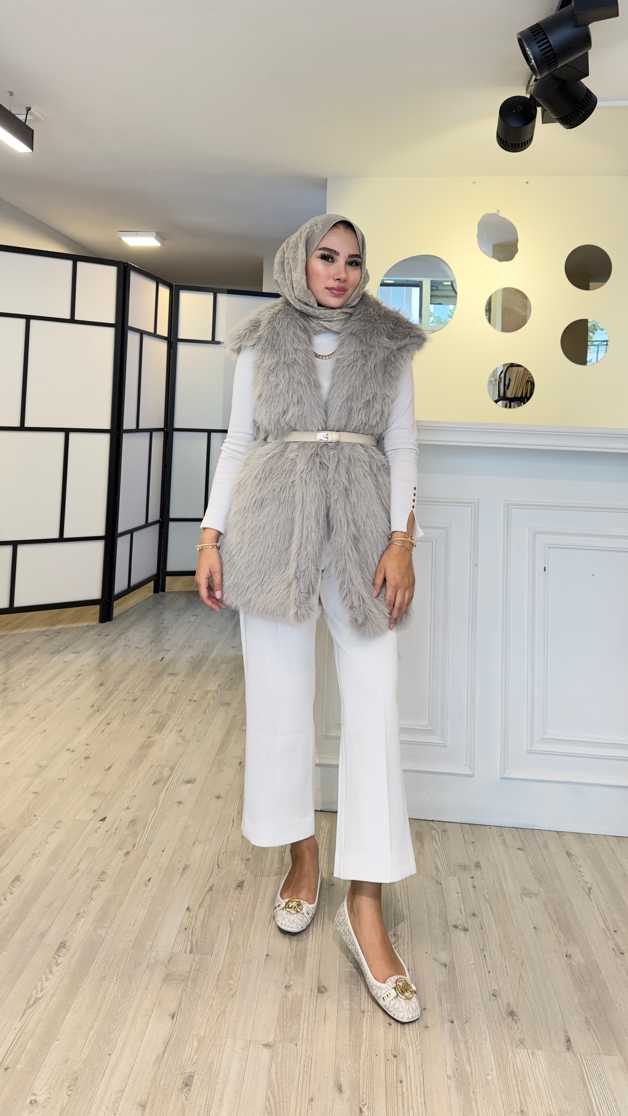 Kürklü Yelek - Gri