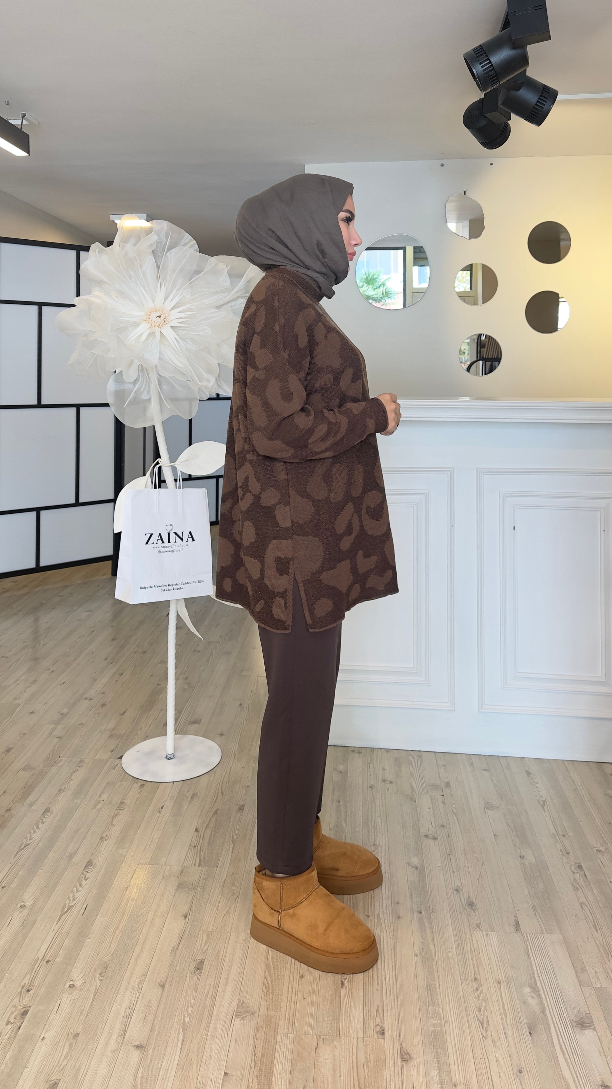 Leoparlı Triko Tunik