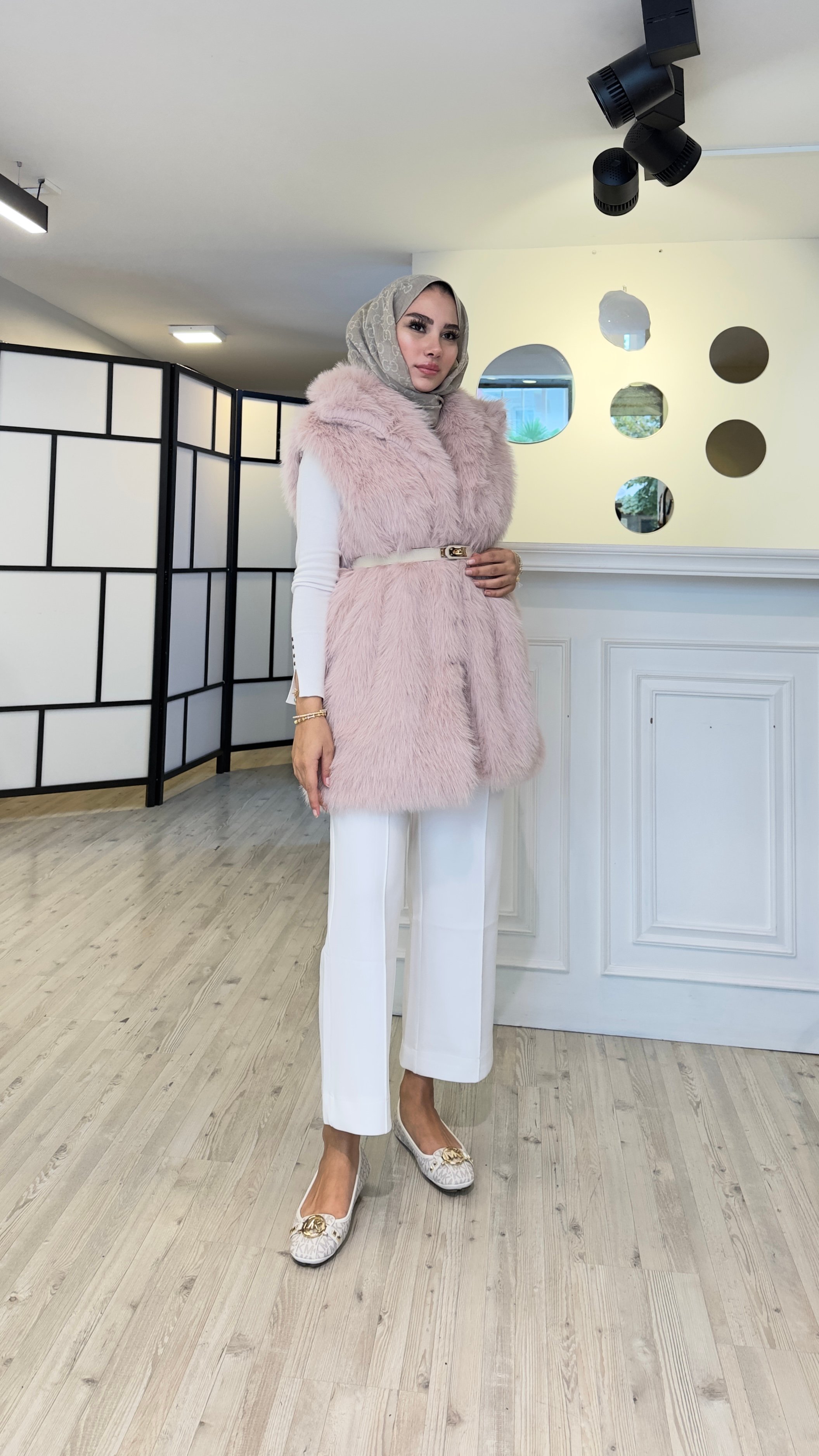 Kürklü Yelek - Pembe