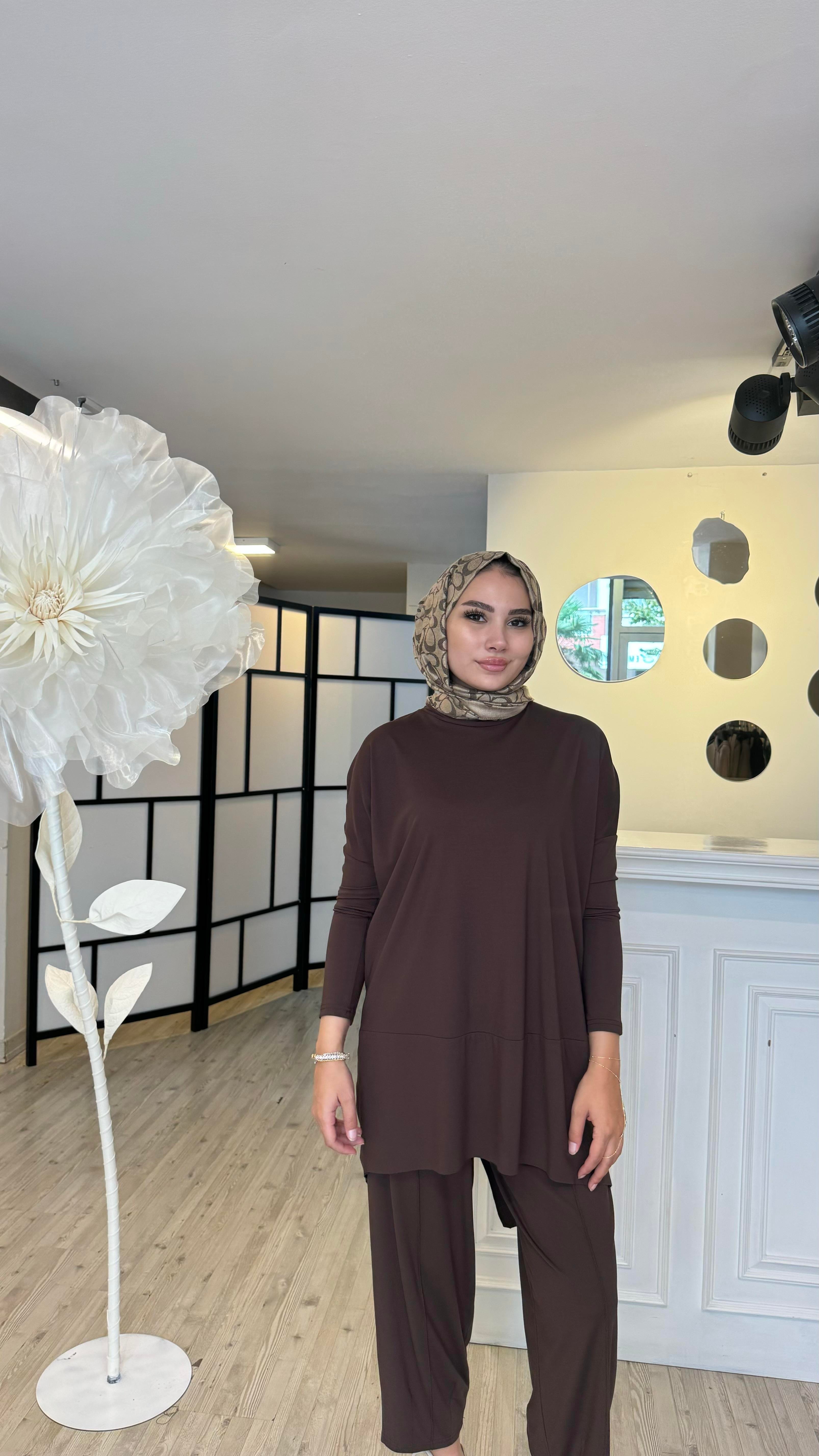 Bambu Kumaş Takım (KAHVERENGİ)