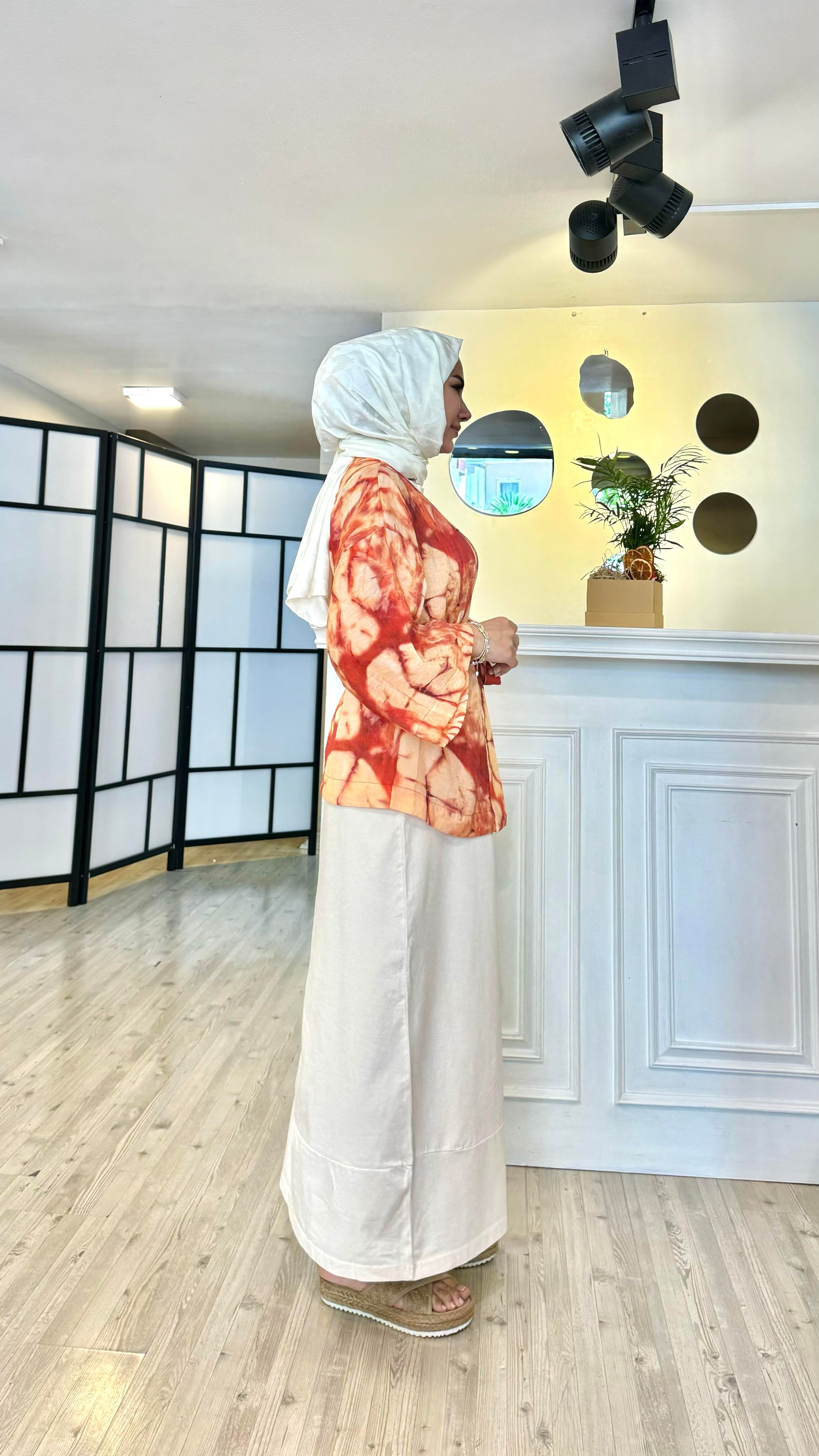 Renkli Desenli İnce Kumaş Kimono