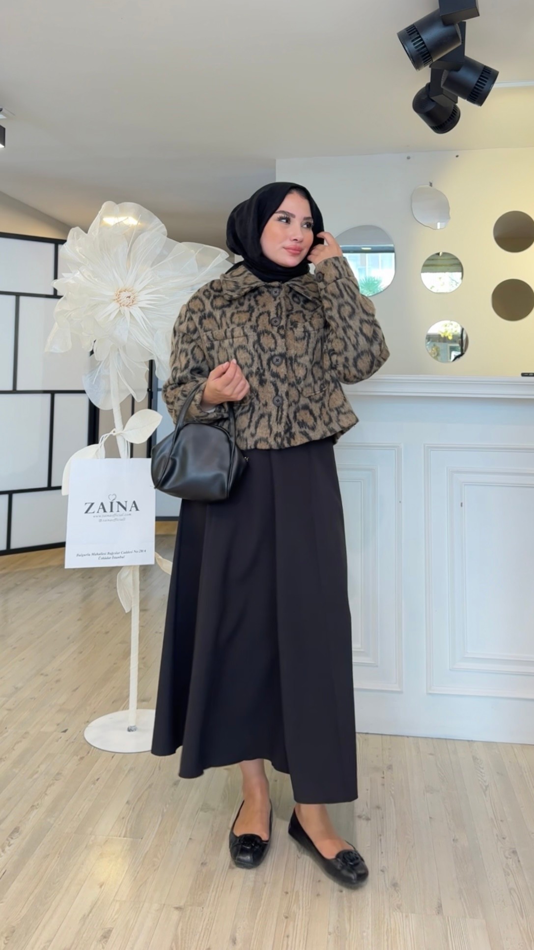 Leopar Kaşe Ceket