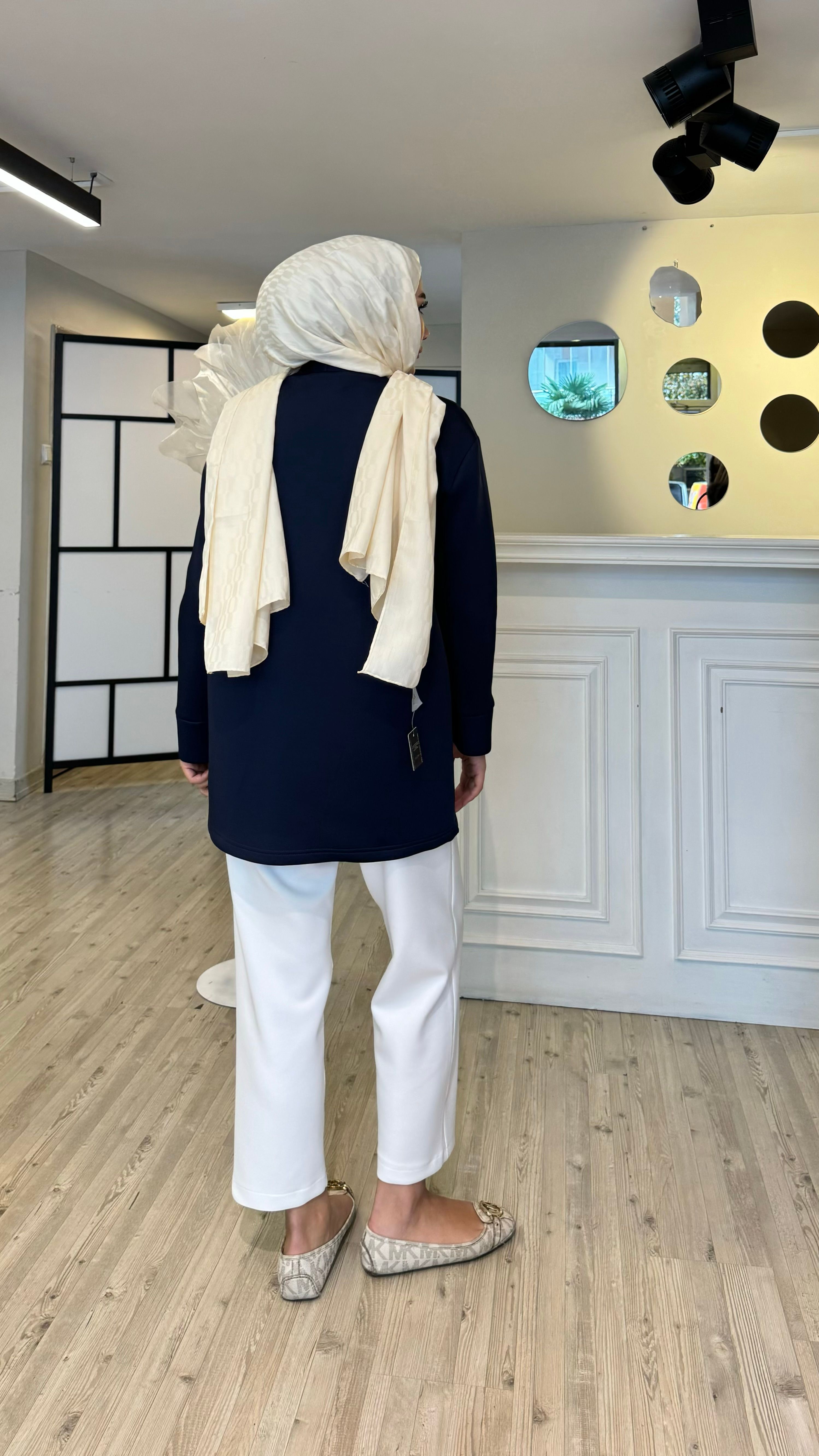 Düğmeli Scuba Ceket - LACİVERT