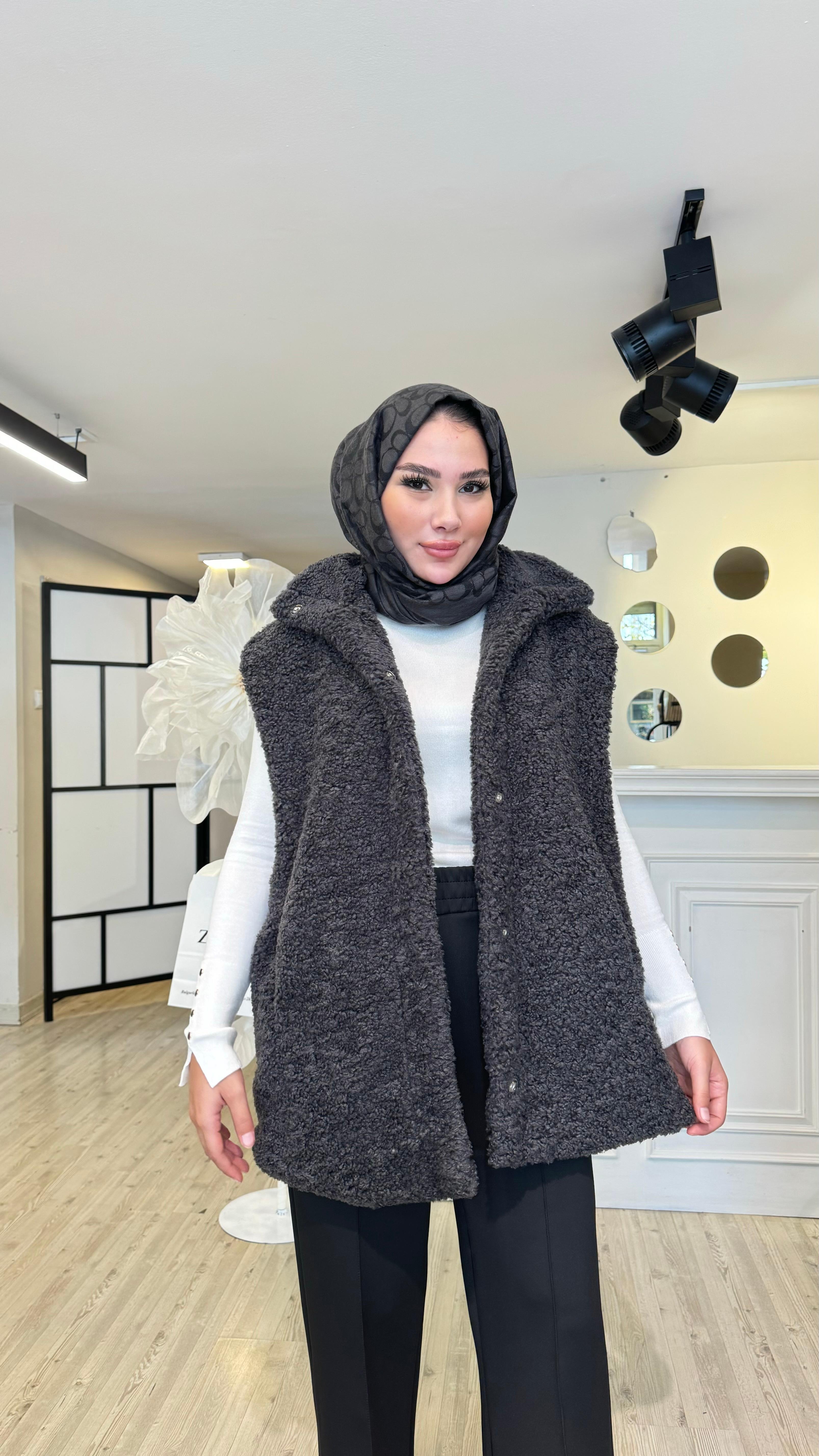 Peluş Yelek - Antrasit
