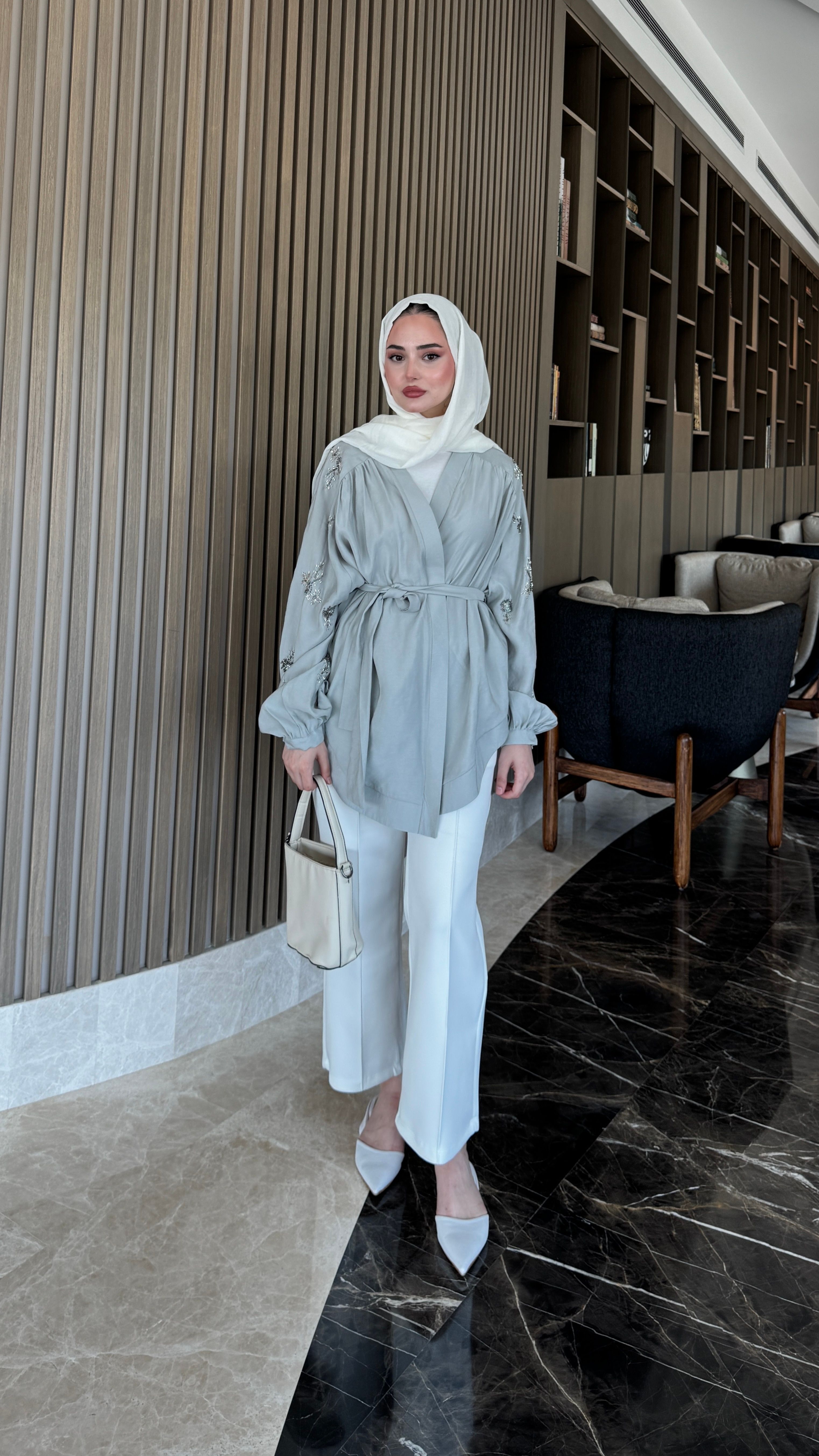 More Taşlı Kimono - Gri
