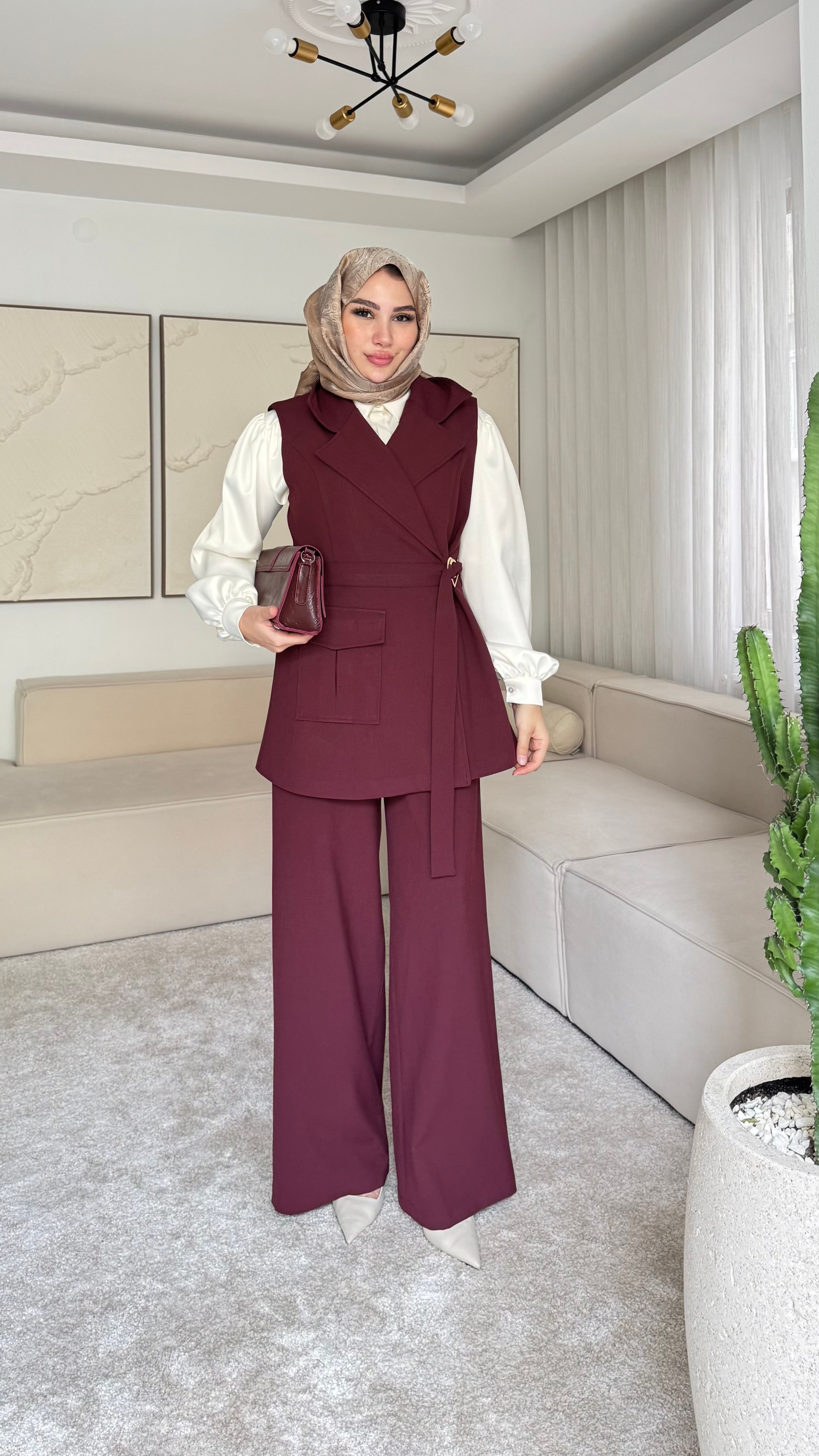 Cepli Bağlamalı Takım - Gül Kurusu
