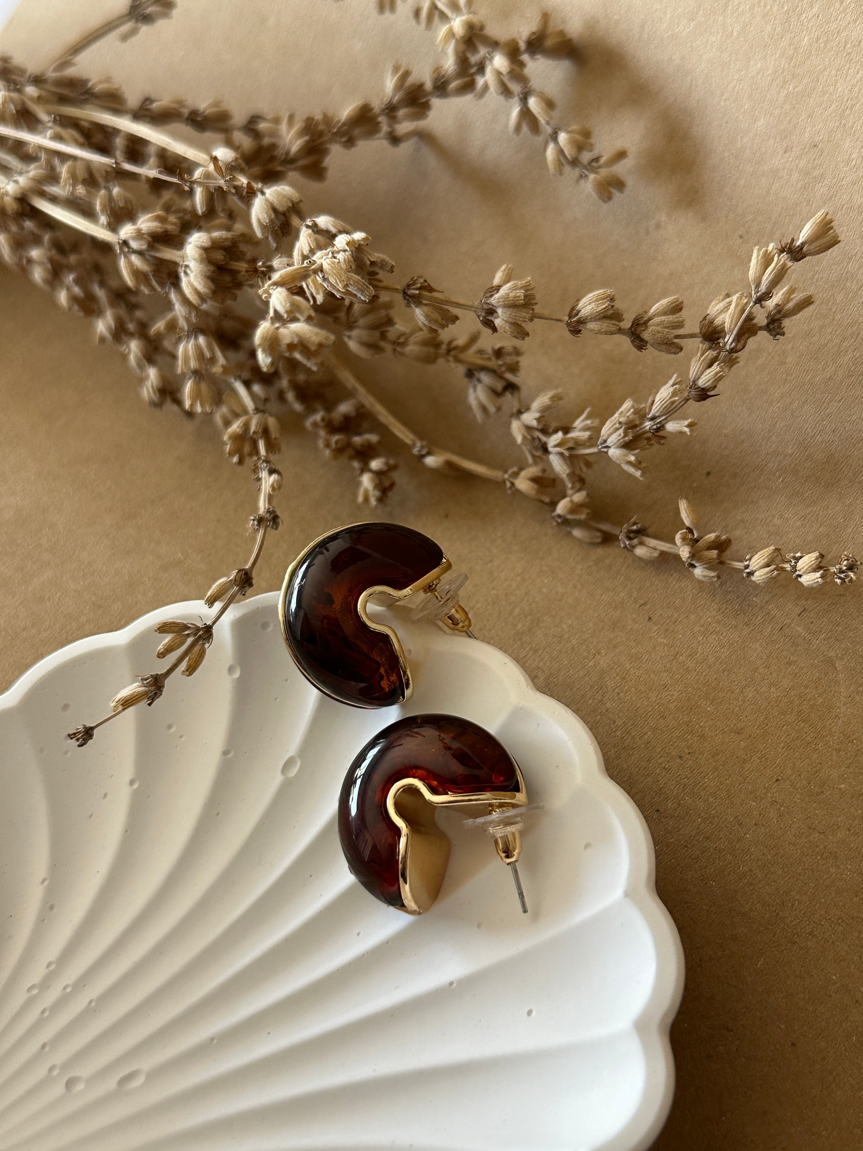 Kahve-Gold Form Küpe