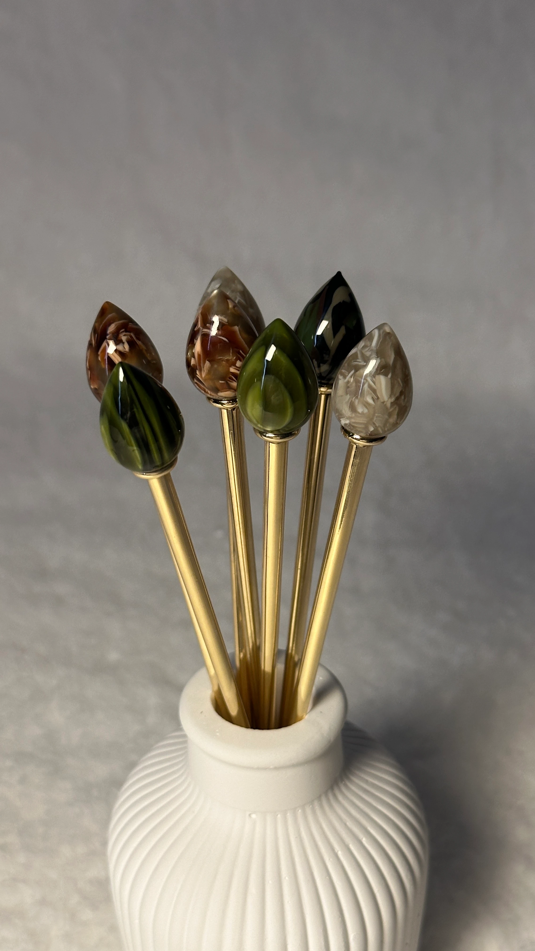 Yeşil Damla Taş Saç Çubuğu