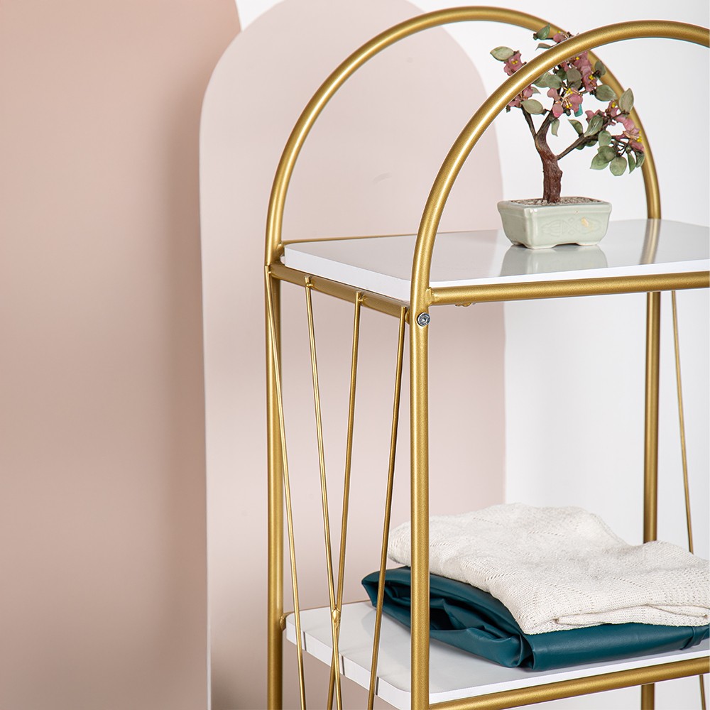 Demeter Gold Metal 4 Katlı Dekoratif Raf