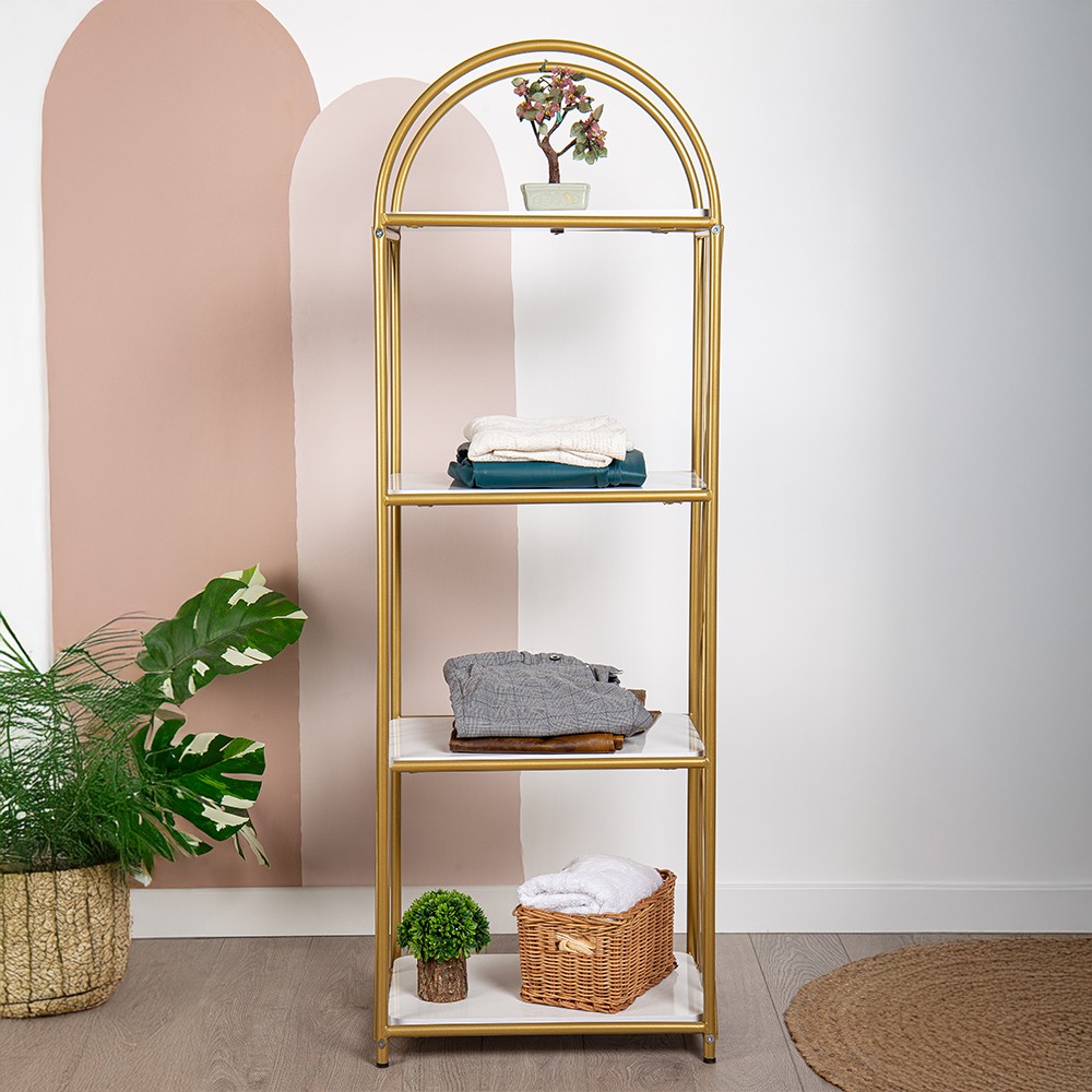 Demeter Gold Metal 4 Katlı Dekoratif Raf