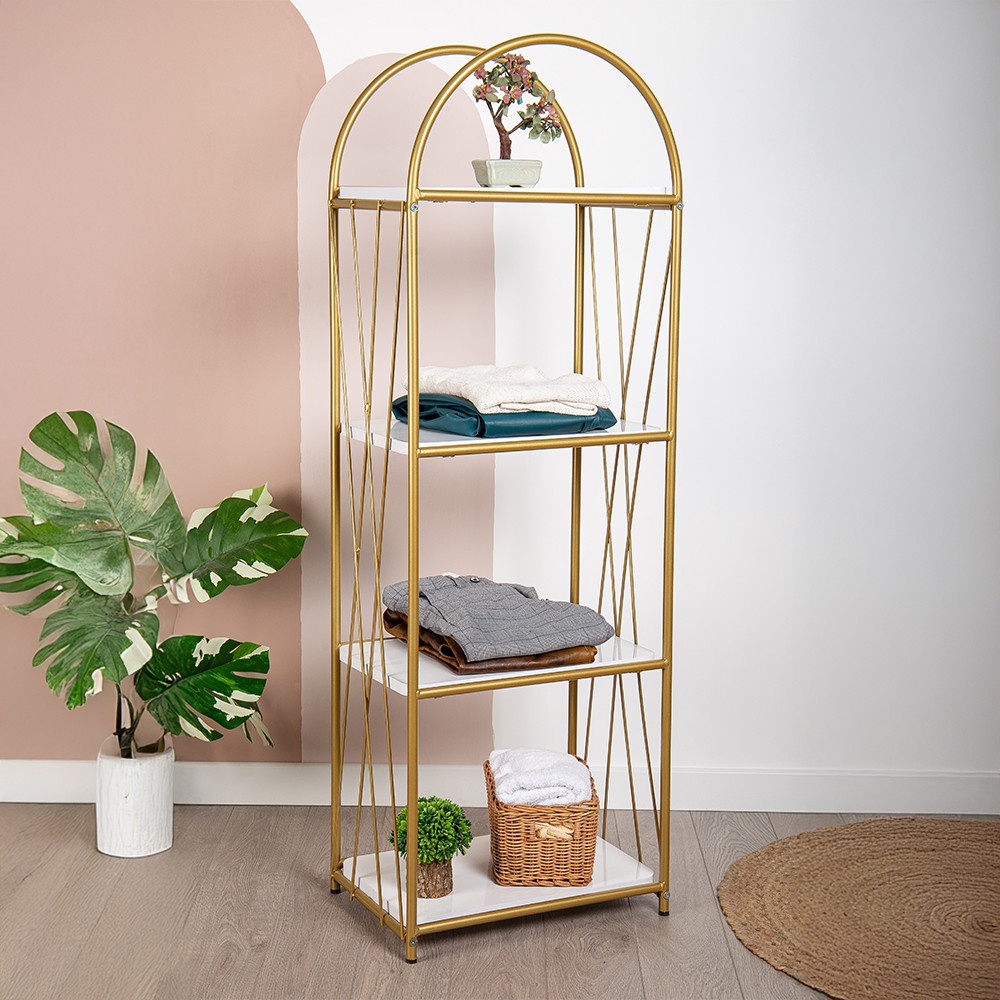 Demeter Gold Metal 4 Katlı Dekoratif Raf