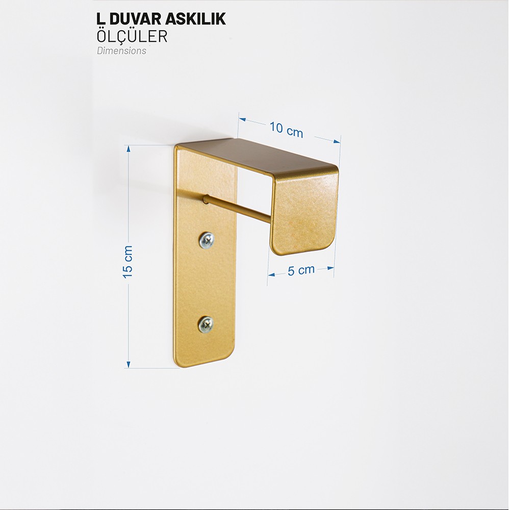 Gold Metal L Model Duvara Monte Askılık