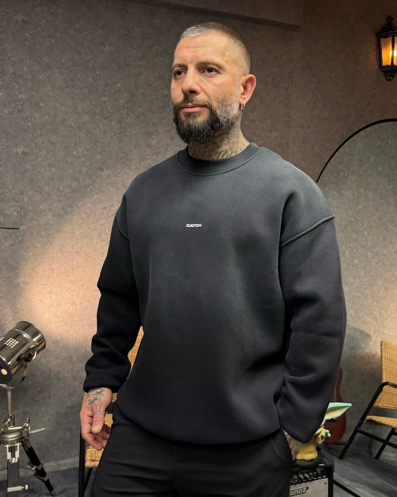 YIKAMALI SWEATSHIRT-SİYAH