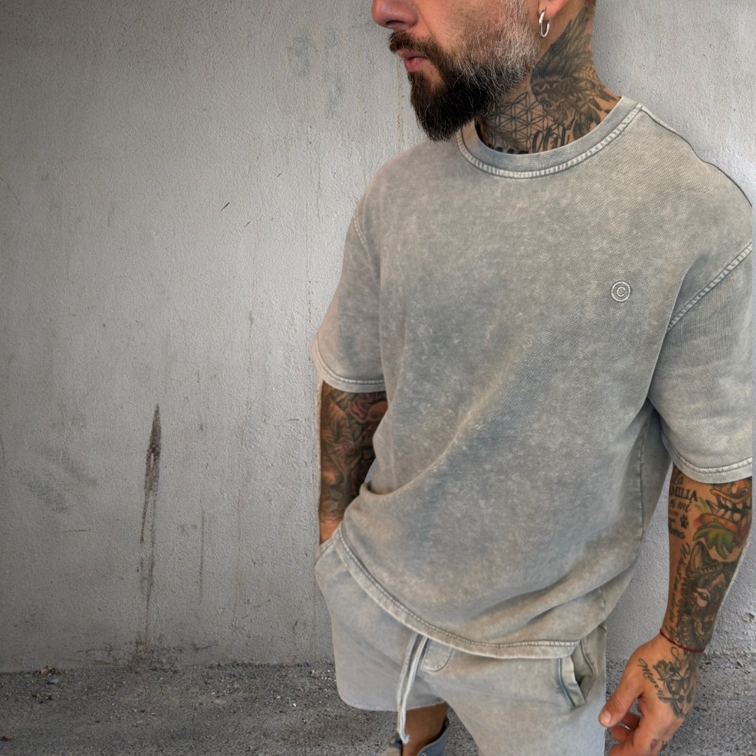K-599 T-SHIRT ŞORT TAKIM GRİ