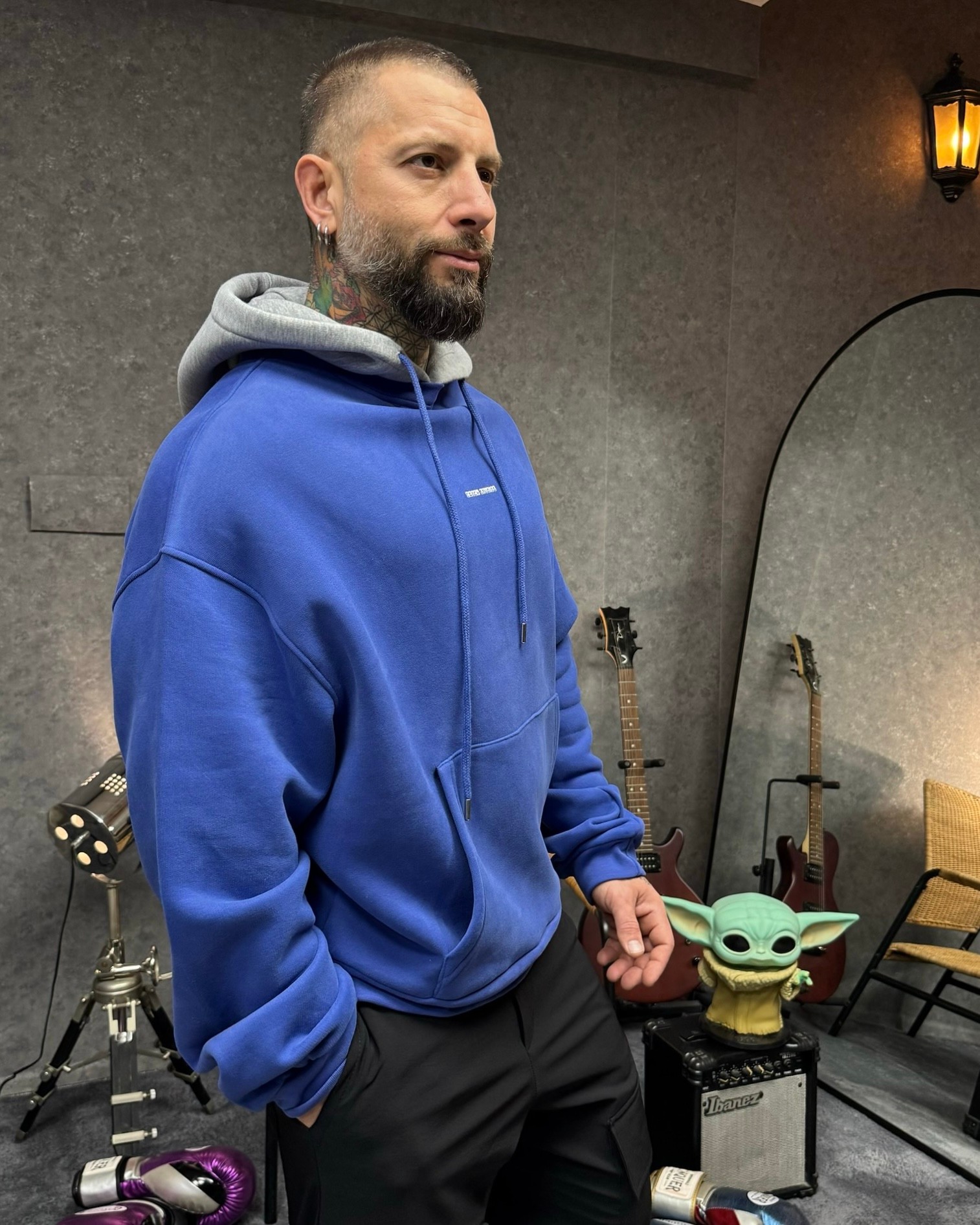 OVERSIZE KAPÜŞONLU SWEATSHIRT - İNDİGO