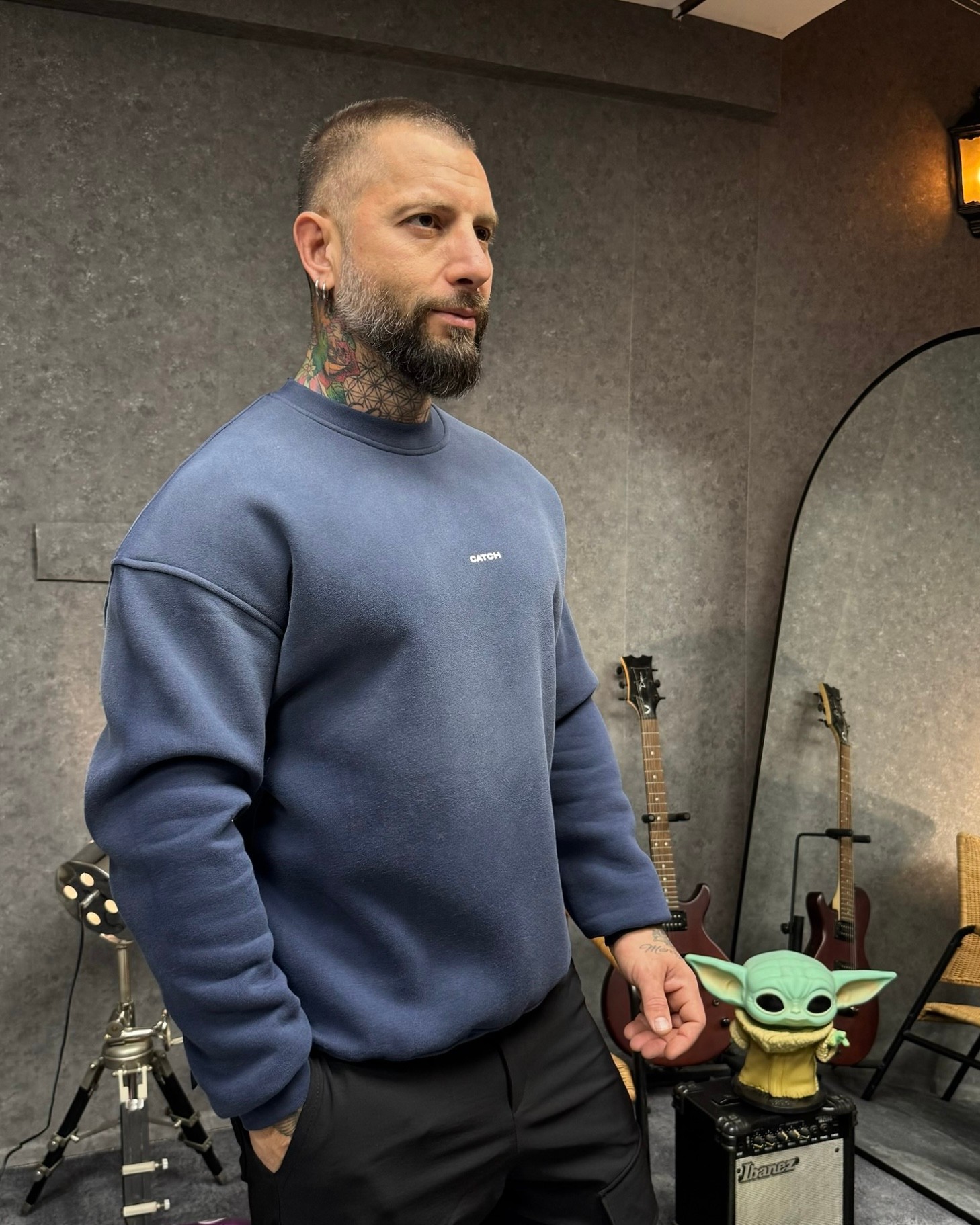YIKAMALI SWEATSHIRT-İNDİGO