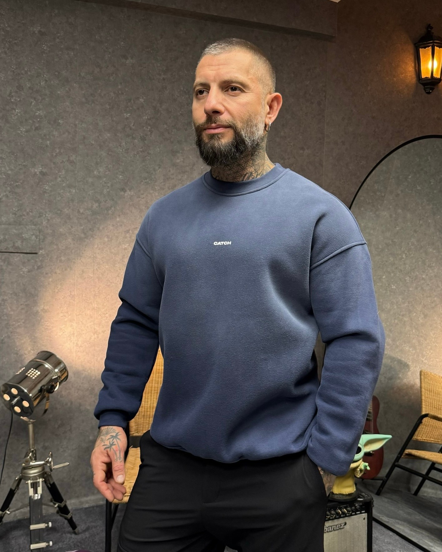 YIKAMALI SWEATSHIRT-İNDİGO