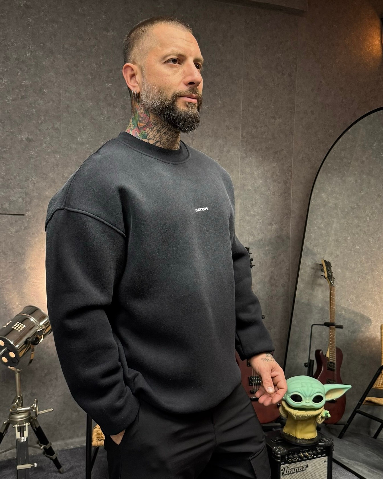 YIKAMALI SWEATSHIRT-SİYAH
