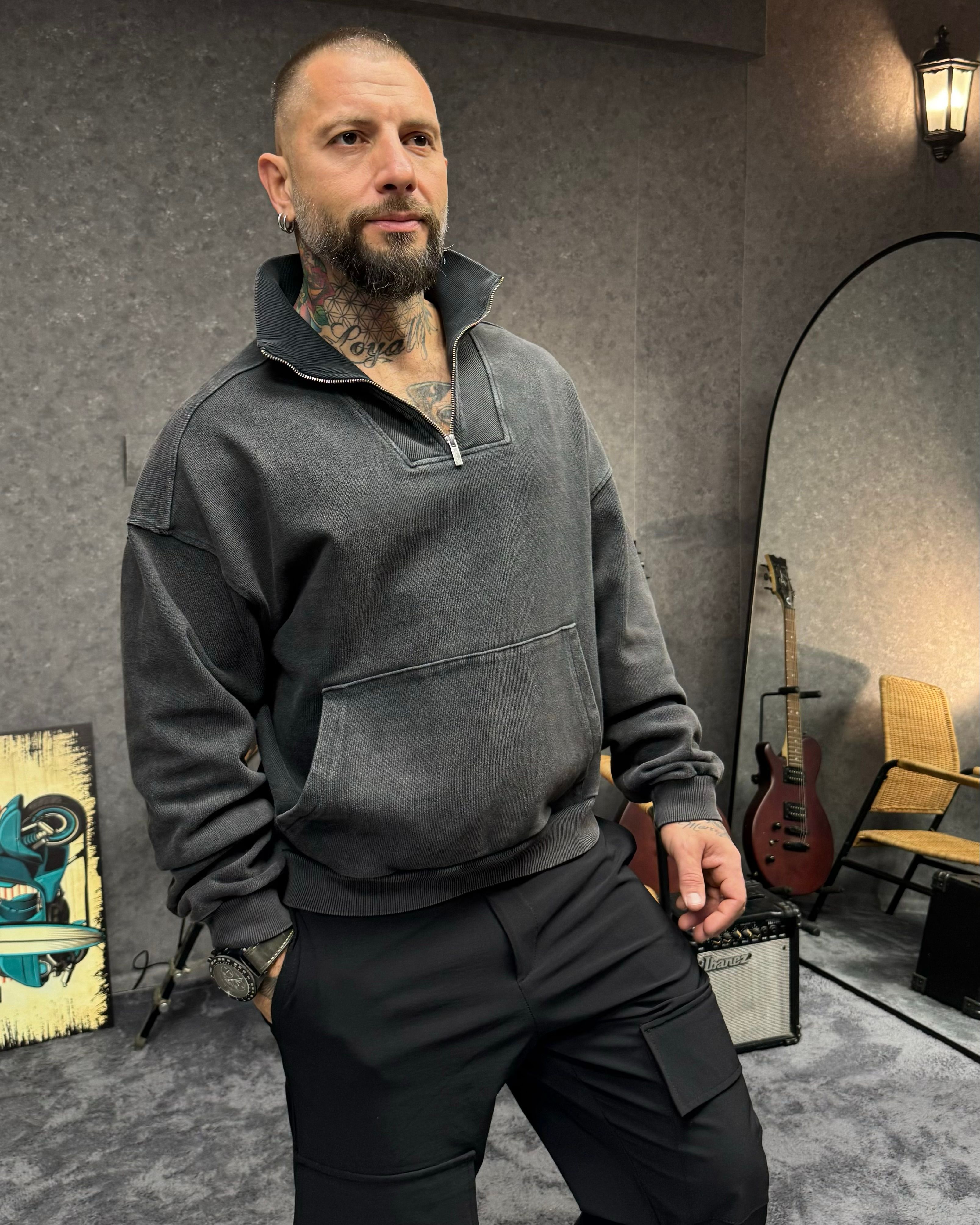 YIKAMALI SWEATSHIRT ANTRASİT