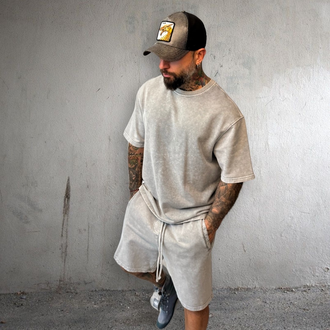 K-599 T-SHIRT ŞORT TAKIM GRİ