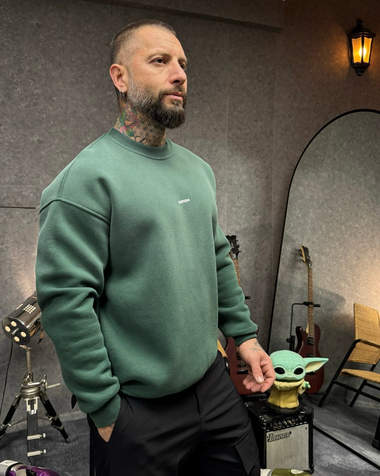YIKAMALI SWEATSHIRT-YEŞİL
