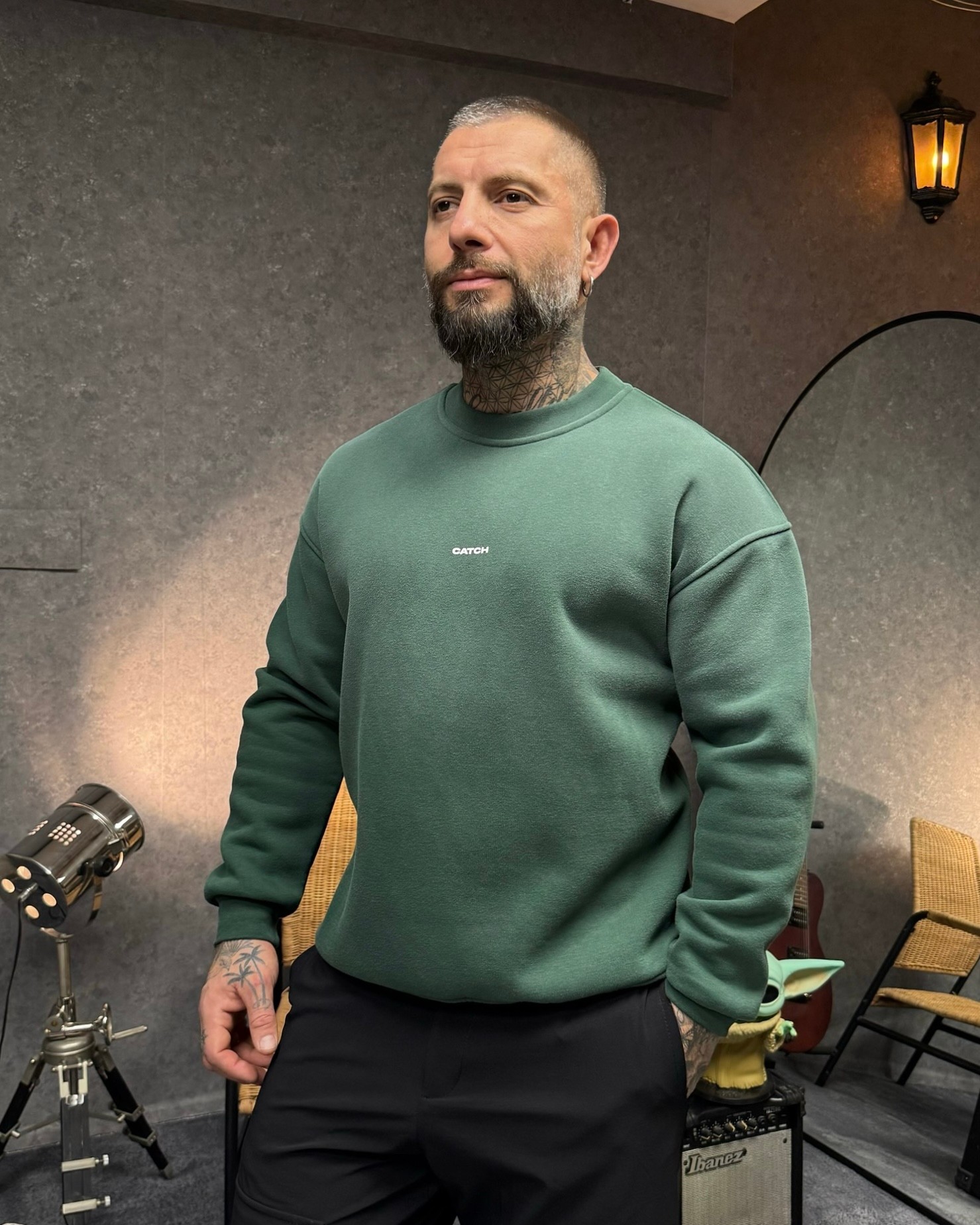 YIKAMALI SWEATSHIRT-YEŞİL