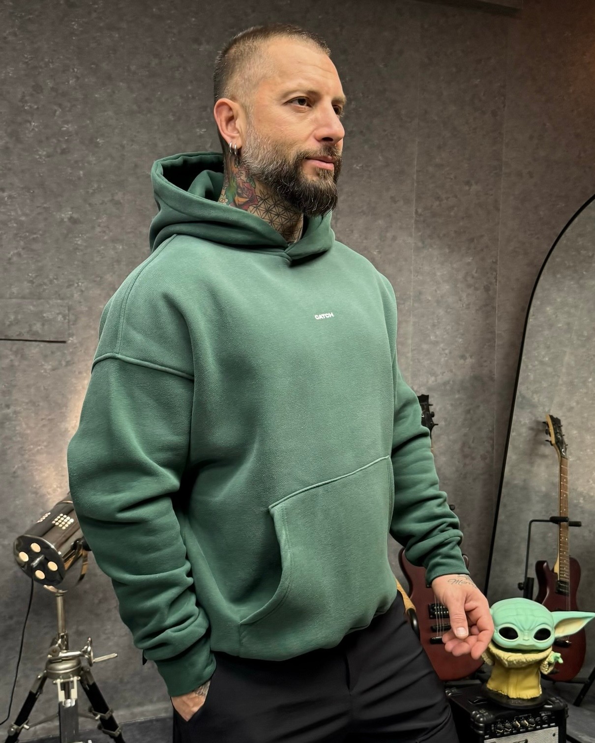 YIKAMALI SWEATSHIRT KAPŞONLU  - YEŞİL