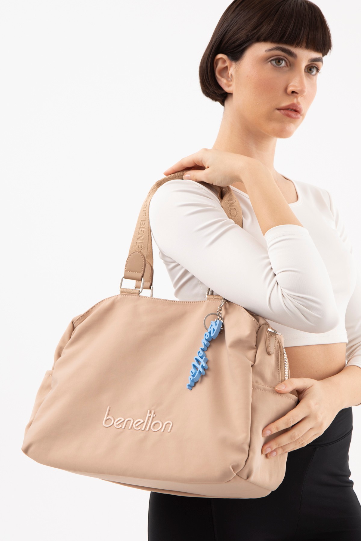 BENETTON 1483 İTHAL KUMAŞ KADIN ÇANTA - TEN