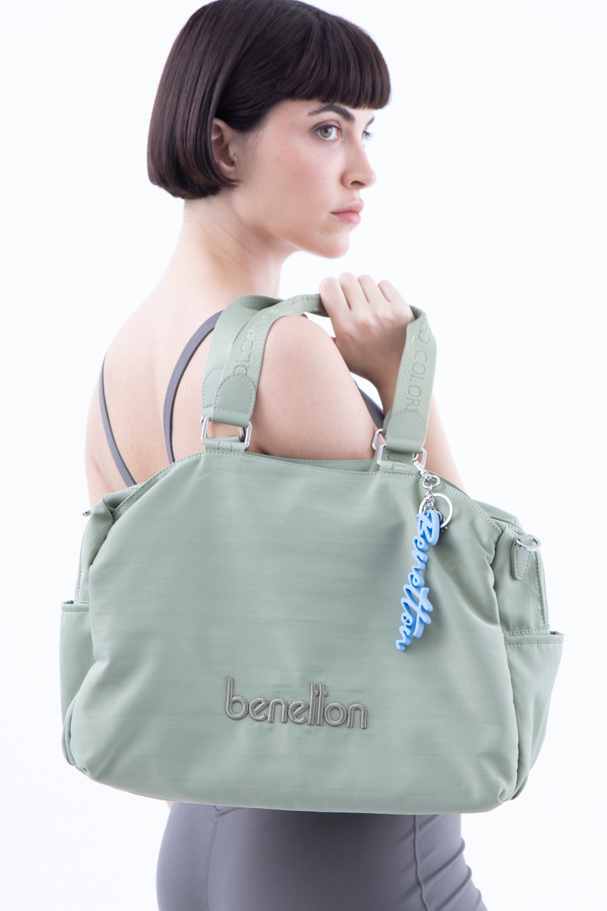 BENETTON 1483 İTHAL KUMAŞ KADIN ÇANTA - SU YEŞİLİ
