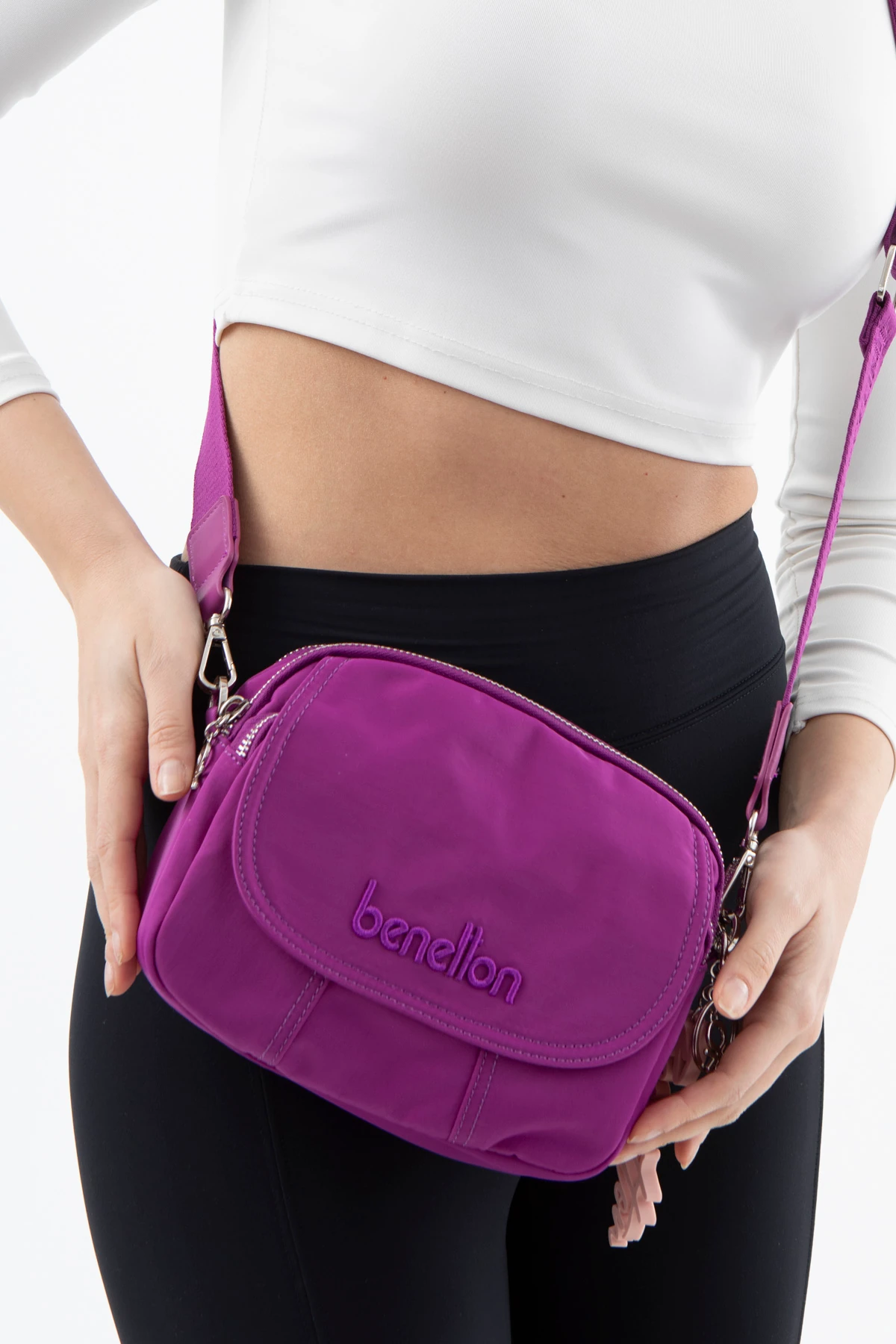 BENETTON 1493 İTHAL KUMAŞ KADIN ÇANTA - MÜRDÜM