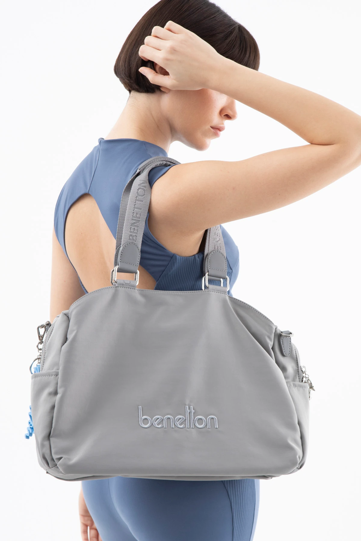 BENETTON 1483 İTHAL KUMAŞ KADIN ÇANTA - GRİ